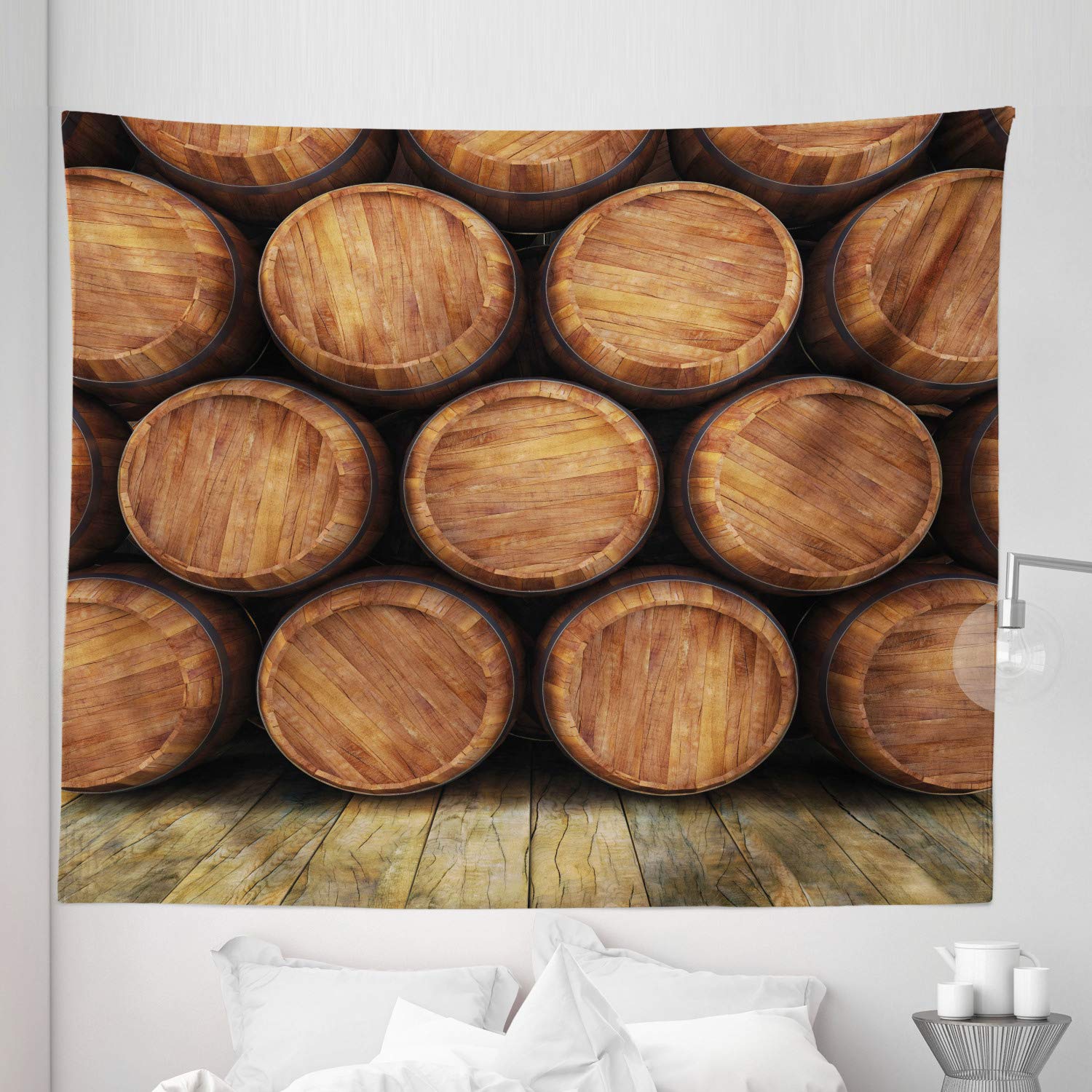 Ambesonne Vintage Wine Barrel Tapestry - King Size 104