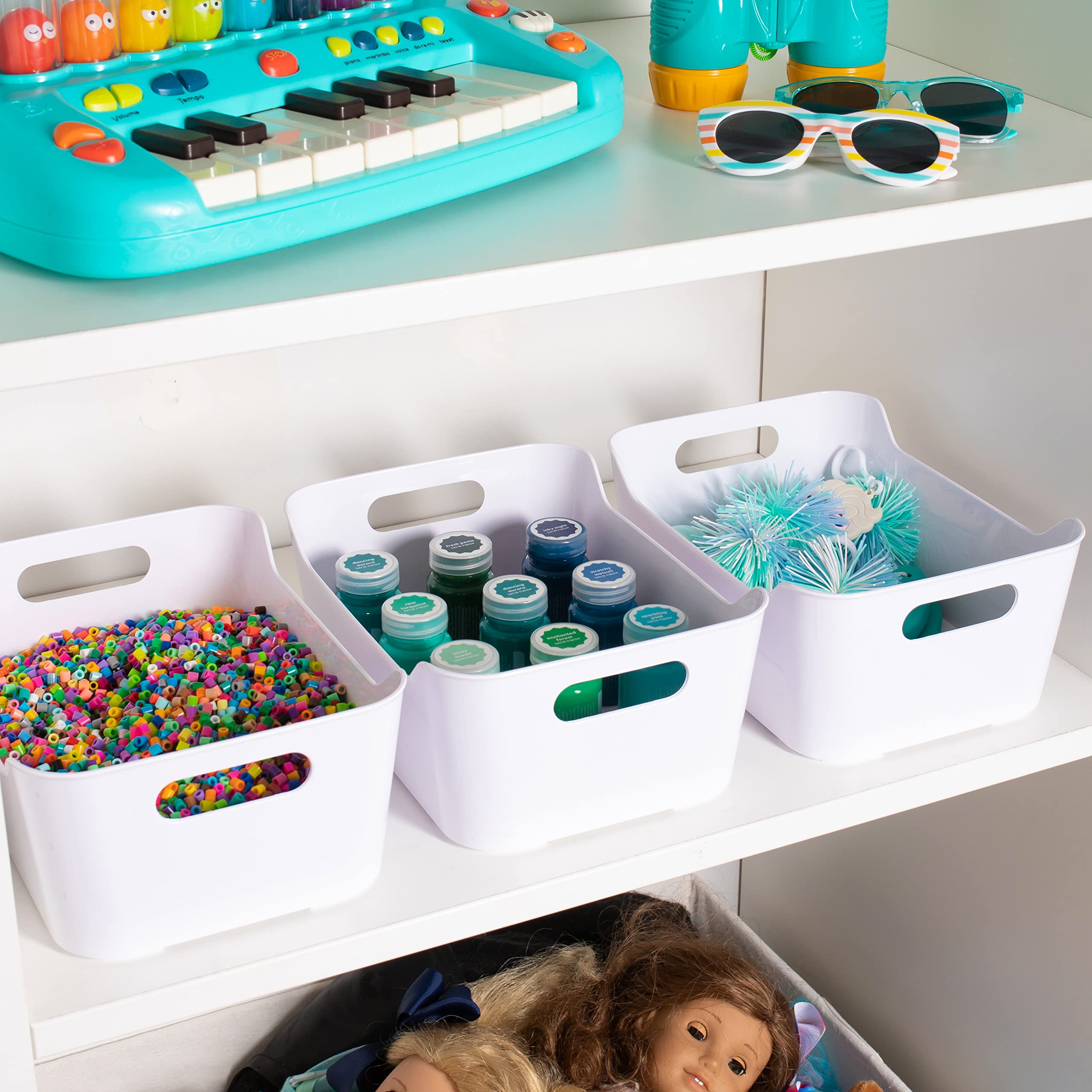 Plastic Storage Bins Set of 2 - Kitchen, Pantry & Closet Organizers for Cabinets, Freezer & Fridge | Durable Home Storage Containers & Baskets for Organization