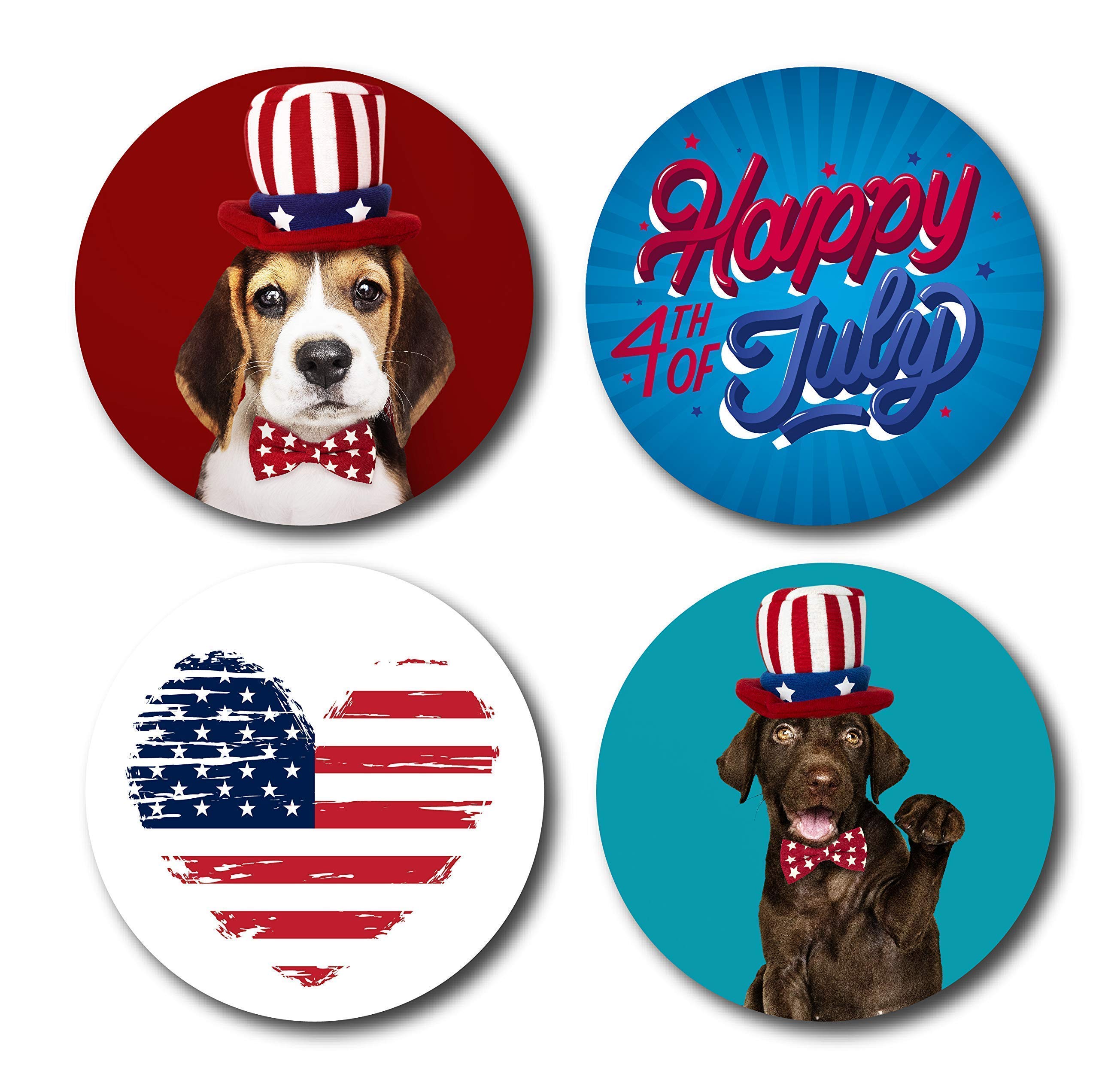 Custom 4th of July Coasters Set of 4 or 6 - Patriotic Independence Day Drink Coasters with Spill Protection - Round & Square Durable Printed Table Coasters - Personalized Gift for Family & Friends - Perfect for BBQs, Parties & Home Decor
