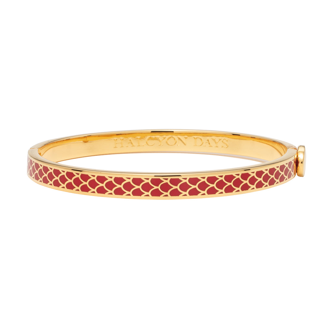 Salamander Skinny Enamel Bangle Bracelet for Women - Vibrant Red Fashion Jewelry Gift for Birthday, Anniversary & Everyday Wear