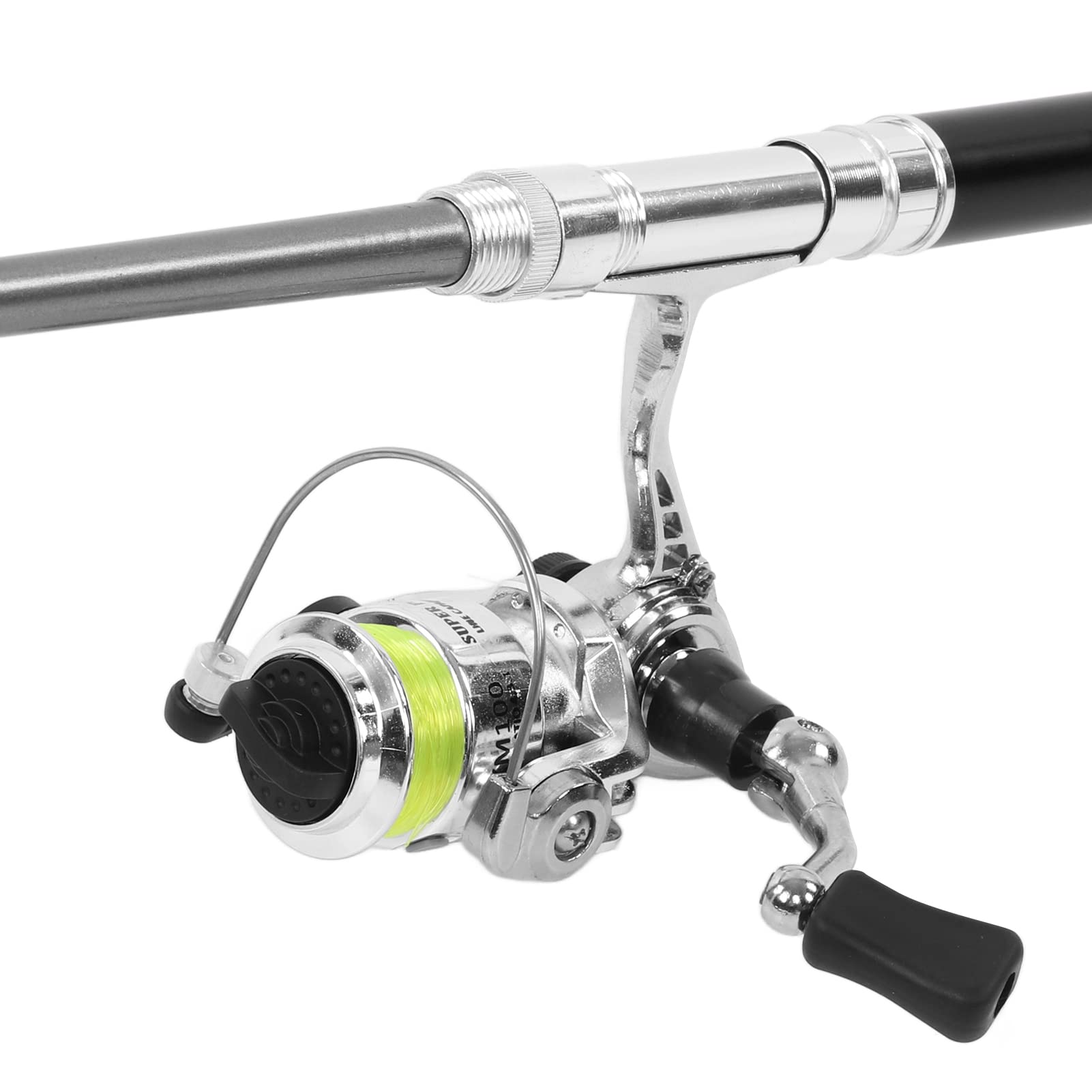 Ubersweet® Compact Pocket Fishing Pole with Reel - Portable Mini Pen-Style Fishing Rod Combo for Rock, Sea & River Fishing | Lightweight Travel Gear for Hiking, Camping & Outdoor Adventures (Black)
