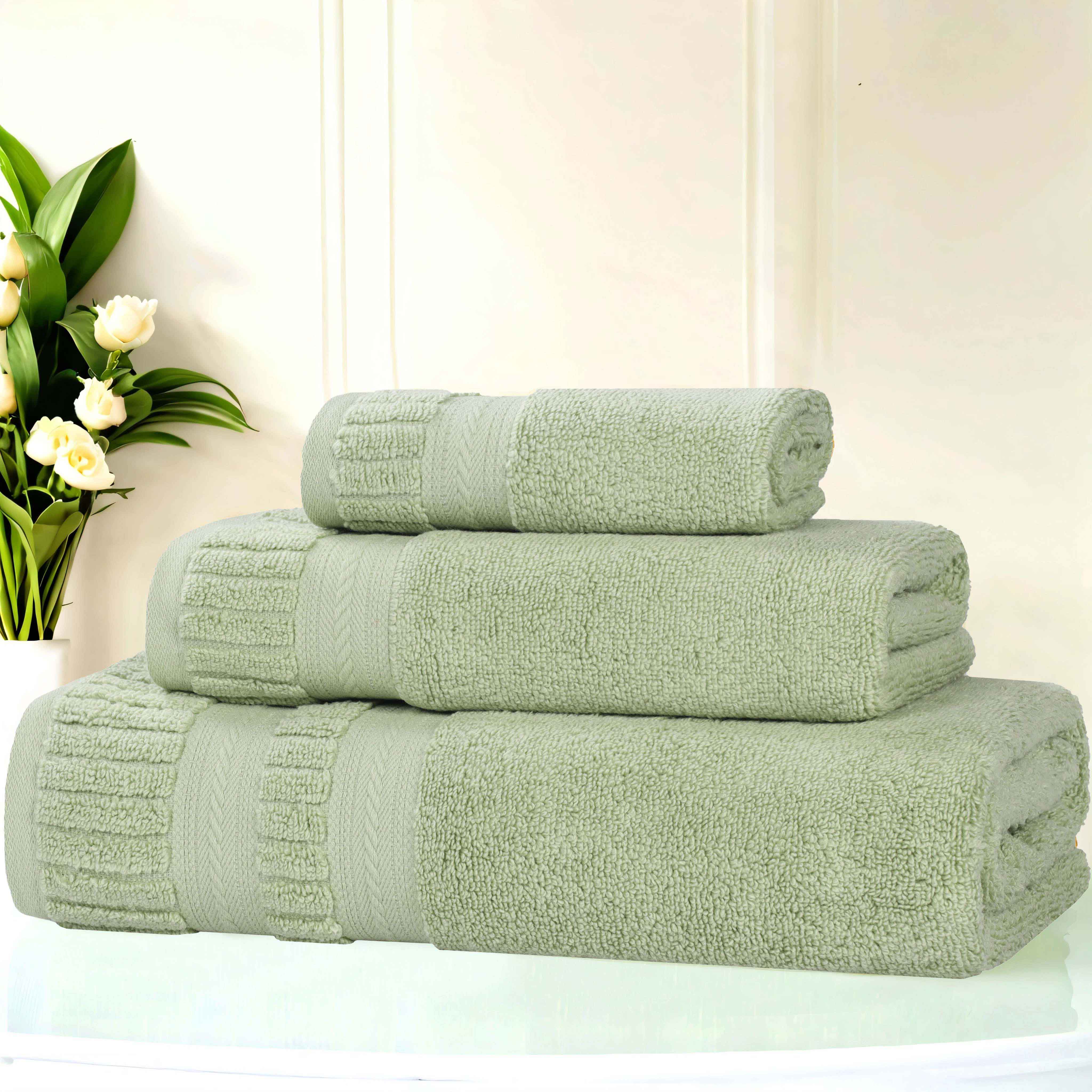 Venice Zero Twist Cotton Medium Weight Absorbent 3-Piece Bath Towel Set - Soft & Quick-Drying for Spa, Gym, and Beach Use