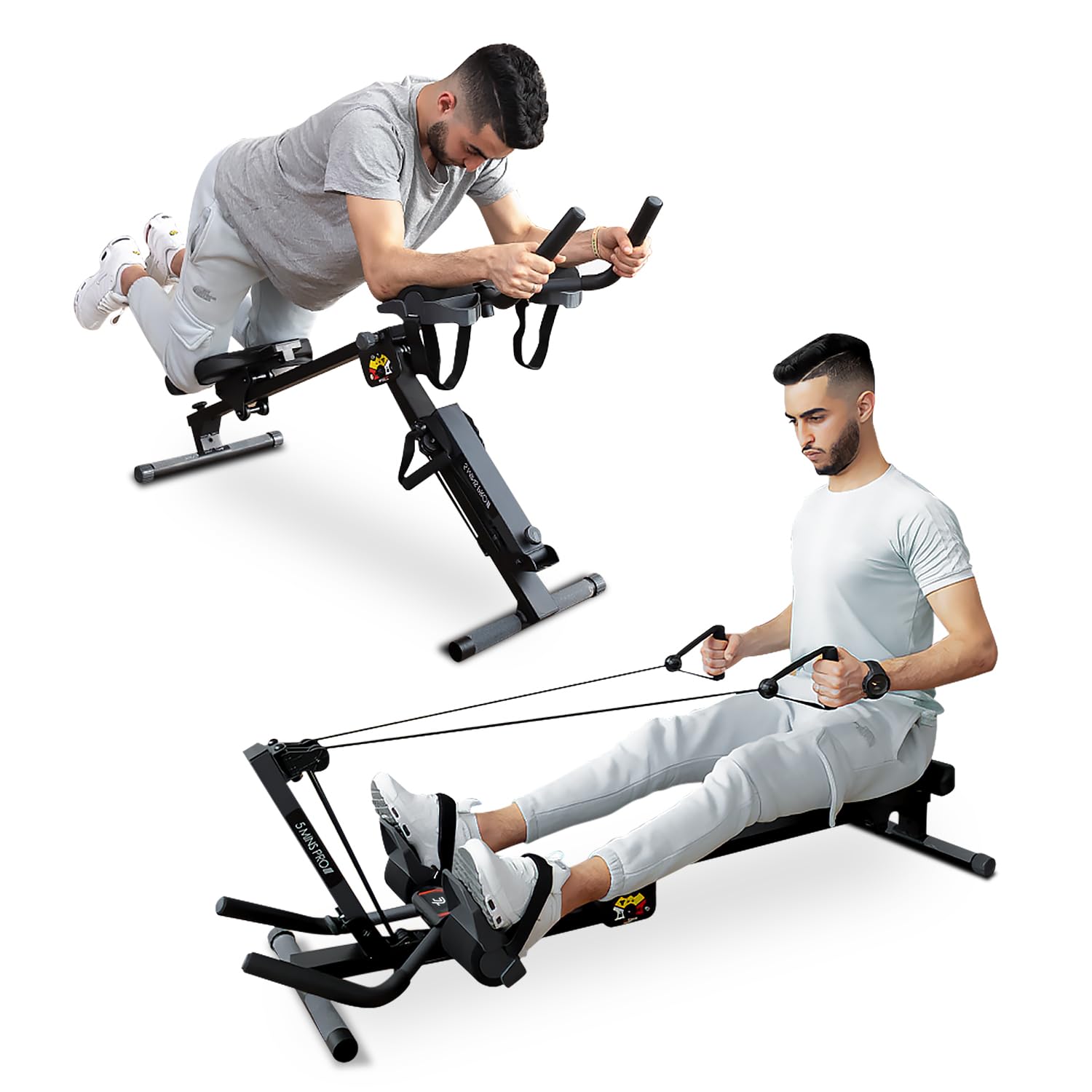 Tousains 3-in-1 Foldable Rowing Machine with AB Workout, 3-Level Adjustable Angle & LED Monitor - Multi-Functional Home Gym Equipment for Full Body Workout - Perfect for Small Spaces, Cardio Training & Strength Building at Home