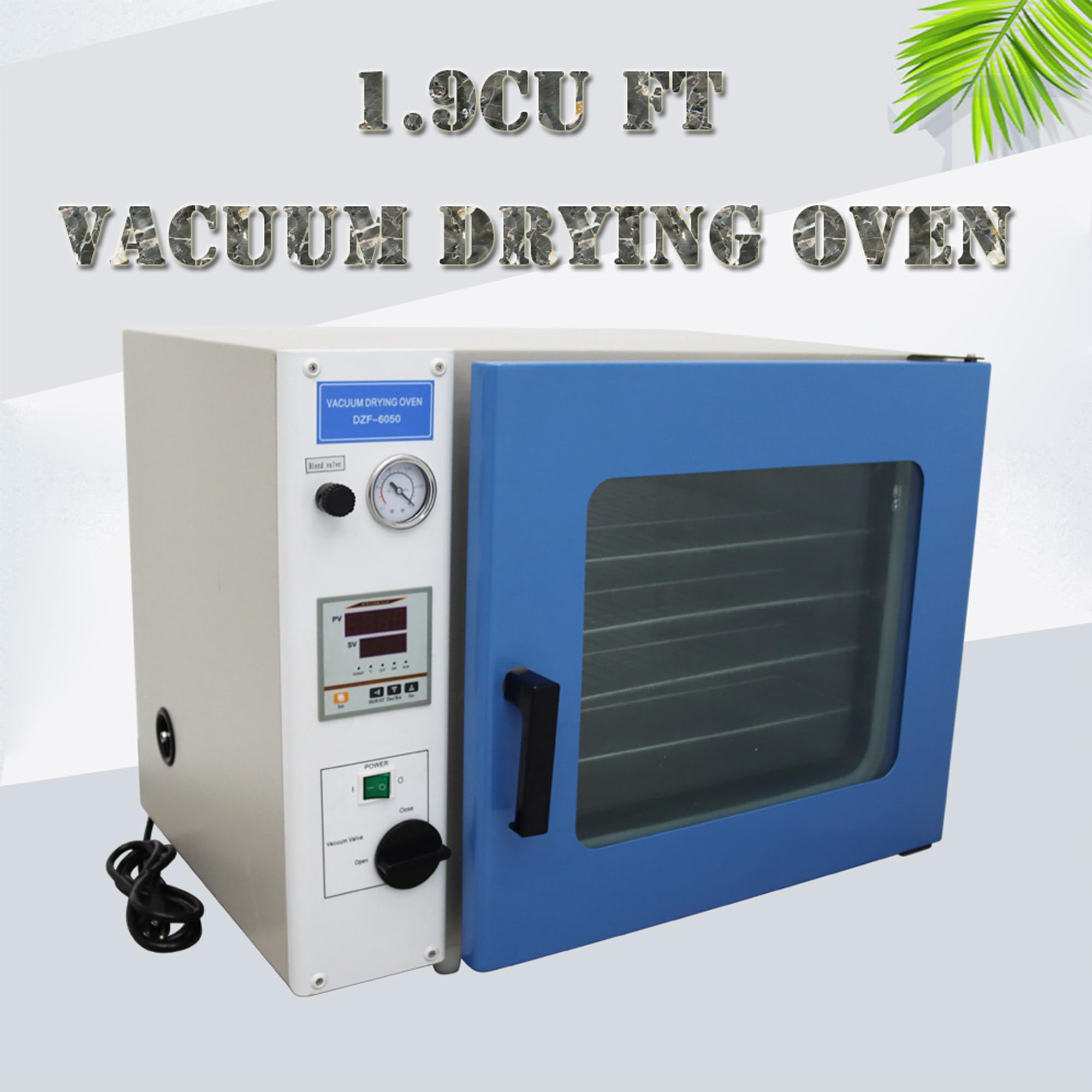 110V 1.9Cu ft Vacuum Drying Oven with 4-Layer Rack, 1400W for Lab, Electronics & Food Dehydration - Perfect for Drying, Curing & Sterilizing