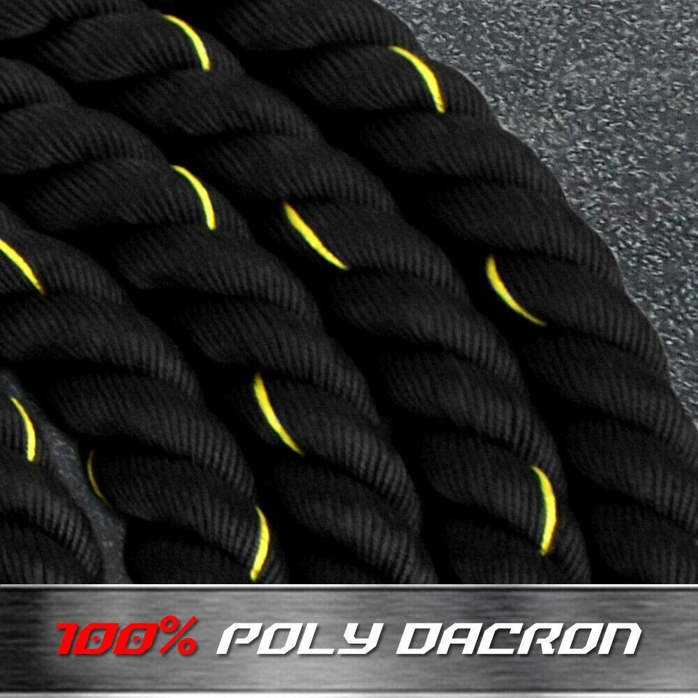 1.5 Inch x 30 Feet Poly Dacron Battle Rope for Strength Training & Fitness Workouts | Heavy Duty Undulation Exercise Rope | USA Made | Ideal for CrossFit, Gym & Home Workouts