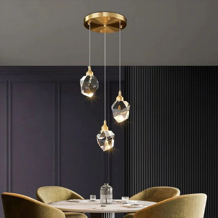 Prism Crystal Multi Lights Pendant - Elegant Glass Ceiling Chandelier for Dining Room, Bedroom & Living Room Decor | Modern Lighting Fixture for Home & Office
