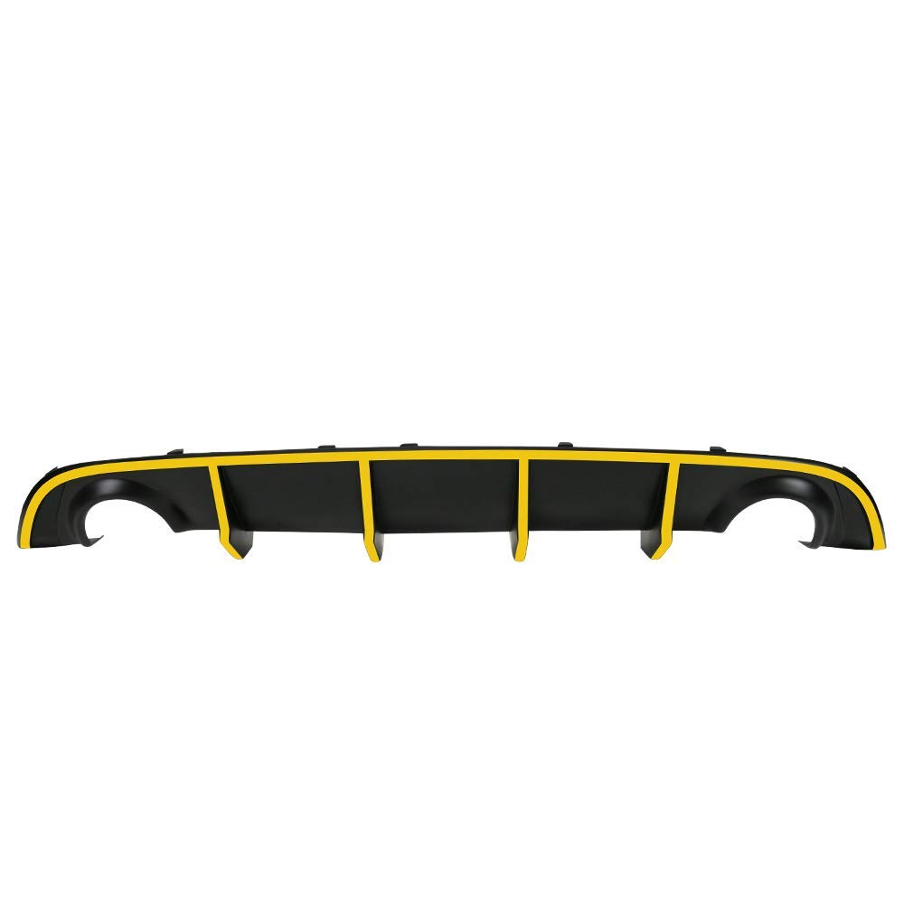 IKON MOTORSPORTS V2 Style Rear Diffuser with Yellow Reflective Tape - Compatible With 2015-2023 Dodge Charger SRT | Aggressive Look & Improved Aerodynamics | Perfect for Car Enthusiasts & Street Racing