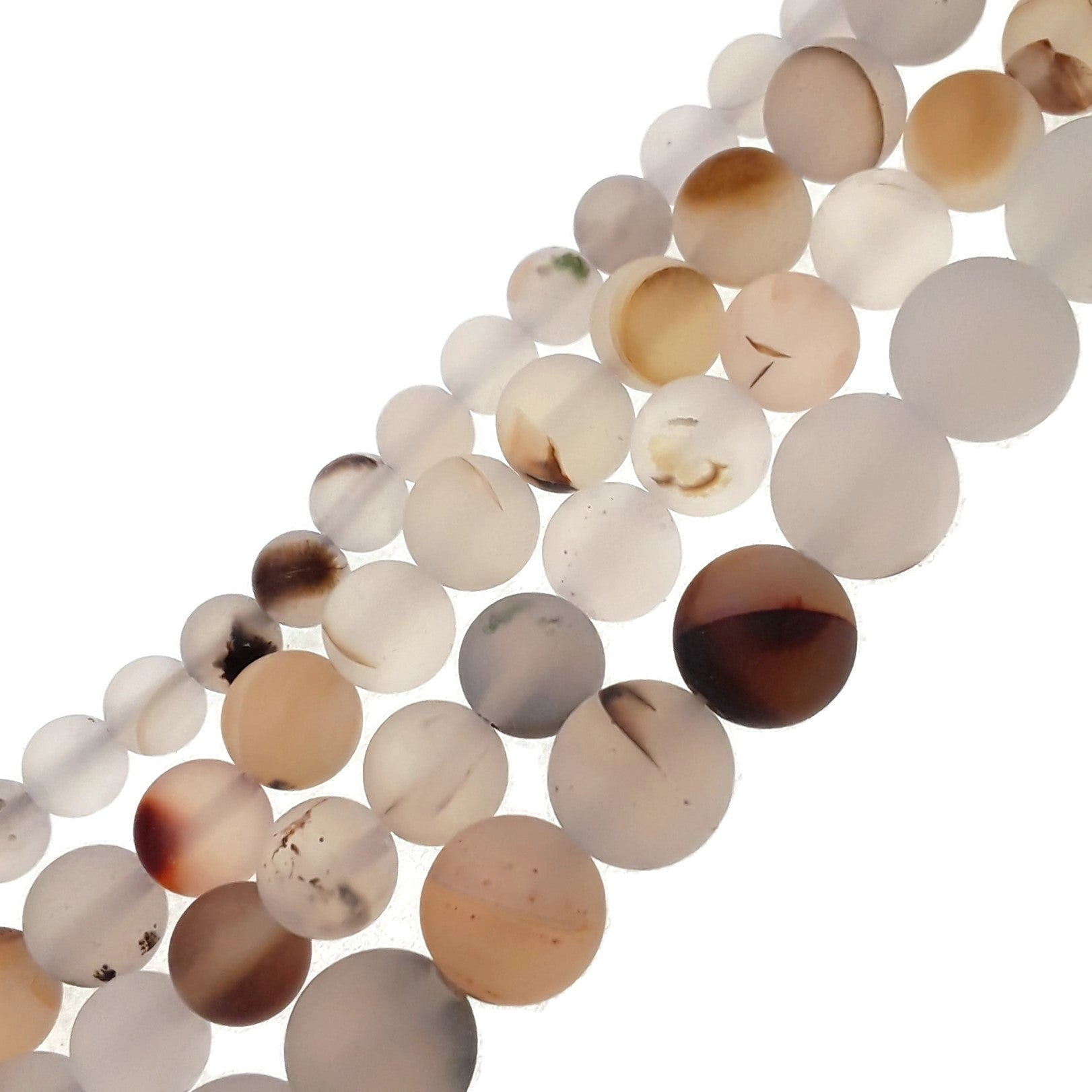 Premium Dendritic Montana Agate Matte Round Beads - 4mm 6mm 8mm 10mm 15.5 Inch Strand - Natural Stone Beads for Jewelry Making, DIY Crafts, Bracelets & Necklaces