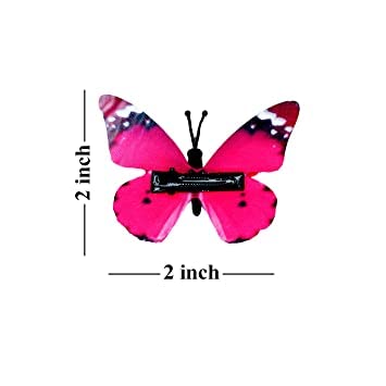KAVIN Designer Hair Tie Pins - Mesh Butterfly Hair Clips Headband Accessories for Women & Girls (2-Pack, Dark Pink) - Perfect for Parties, Weddings & Everyday Styling