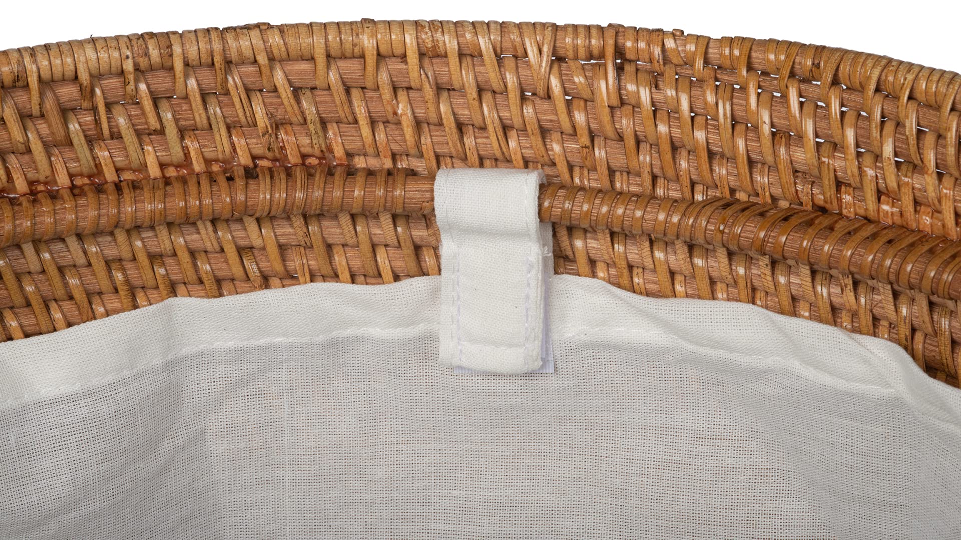 KOUBOO Loma Round Rattan Laundry Hamper with Lid - Stylish Wicker Storage Basket for Bedroom, Bathroom & Nursery - Perfect for Organizing Clothes, Blankets and Toys - Natural Brown Home Decor