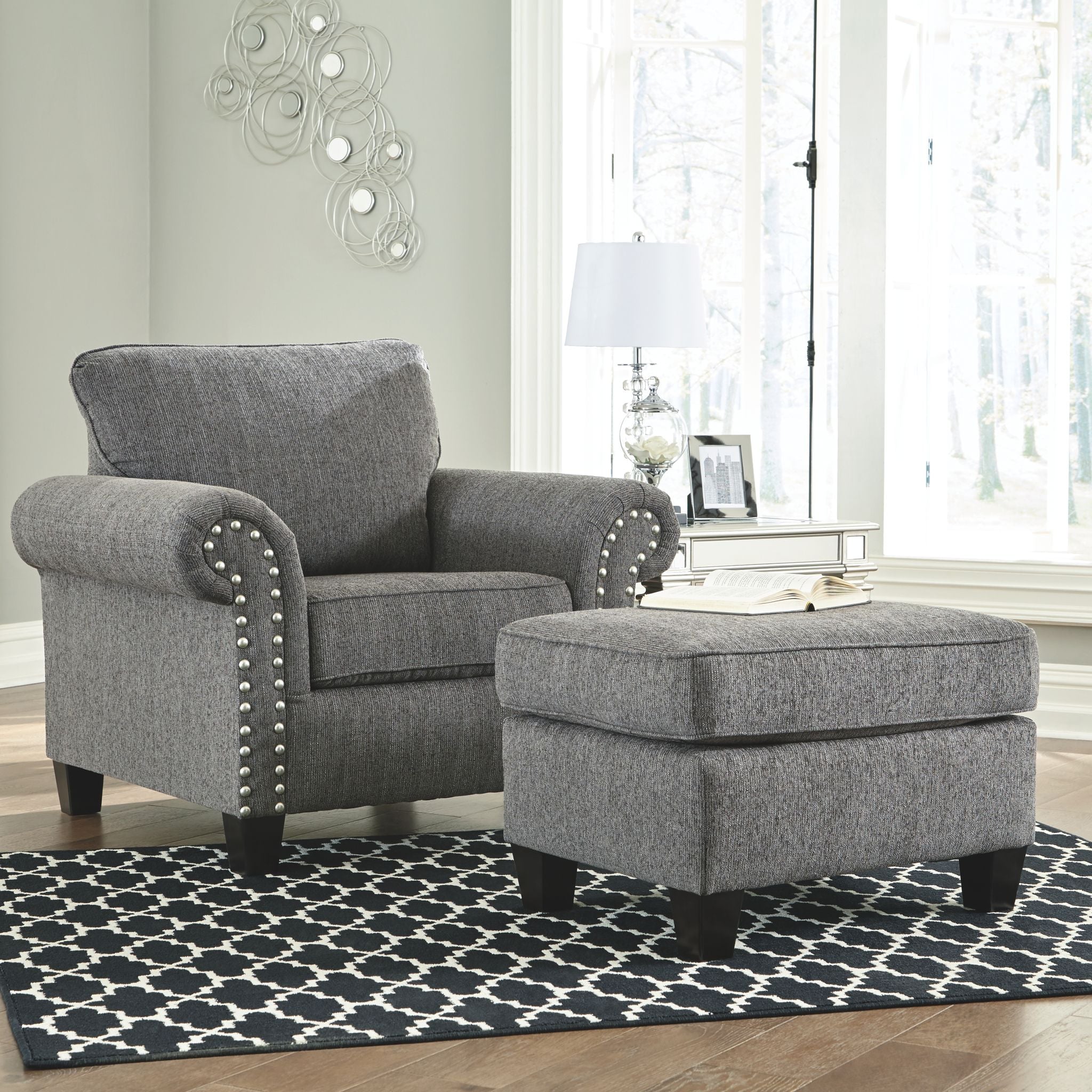 Agleno Chair - Modern Charcoal Gray Accent Chair for Living Room, Bedroom, or Office - Comfortable Upholstered Lounge Seating with Sturdy Metal Legs