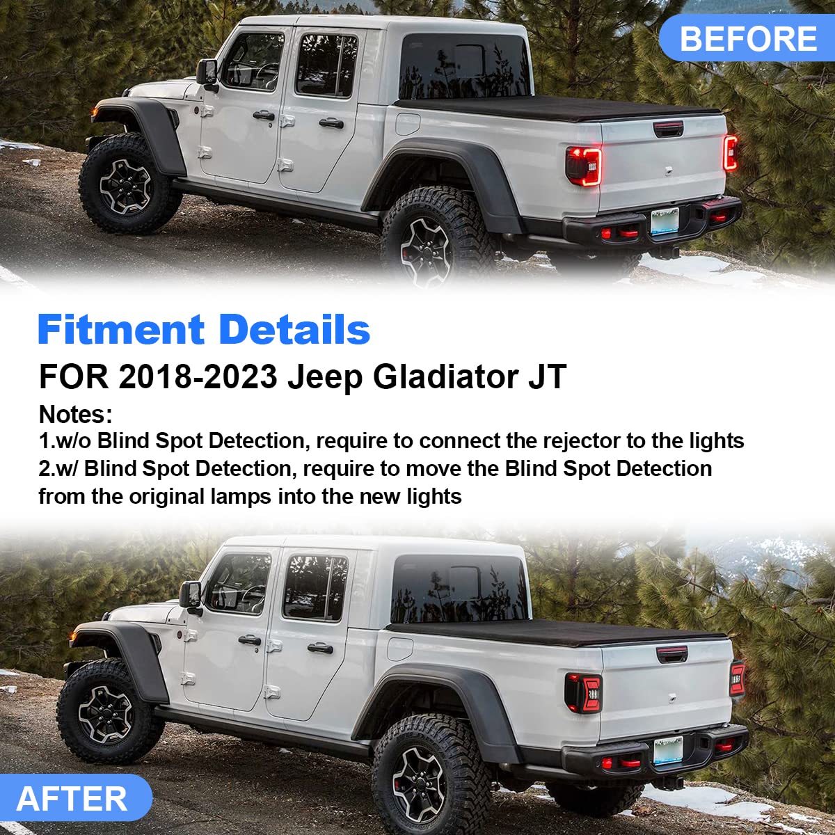ROXX LED Sequential Tail Lights for 2019-2025 Jeep Gladiator JT - Smoked Lens Tail Light Assembly Replacement Pair (Plug & Play) - Enhanced Safety & Style for Off-Road & Night Driving