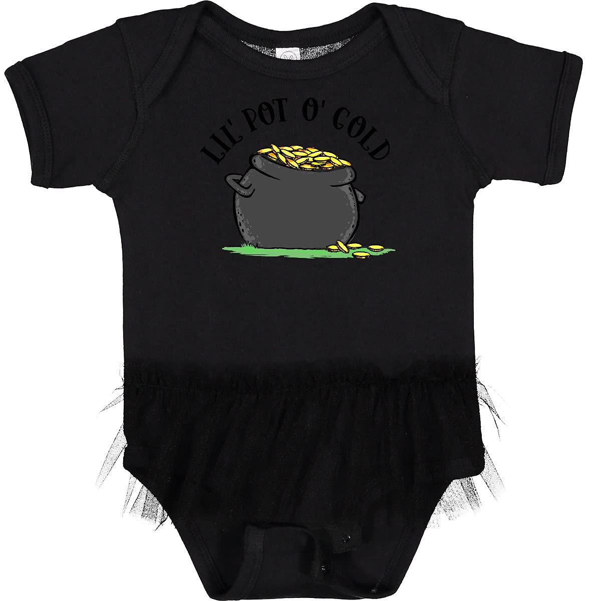 Inktastic St. Patrick's Day Lil' Pot of Gold Infant Tutu Bodysuit - Cute Baby Outfit for St. Patrick's Day Celebrations, Photo Shoots & Irish-Themed Parties