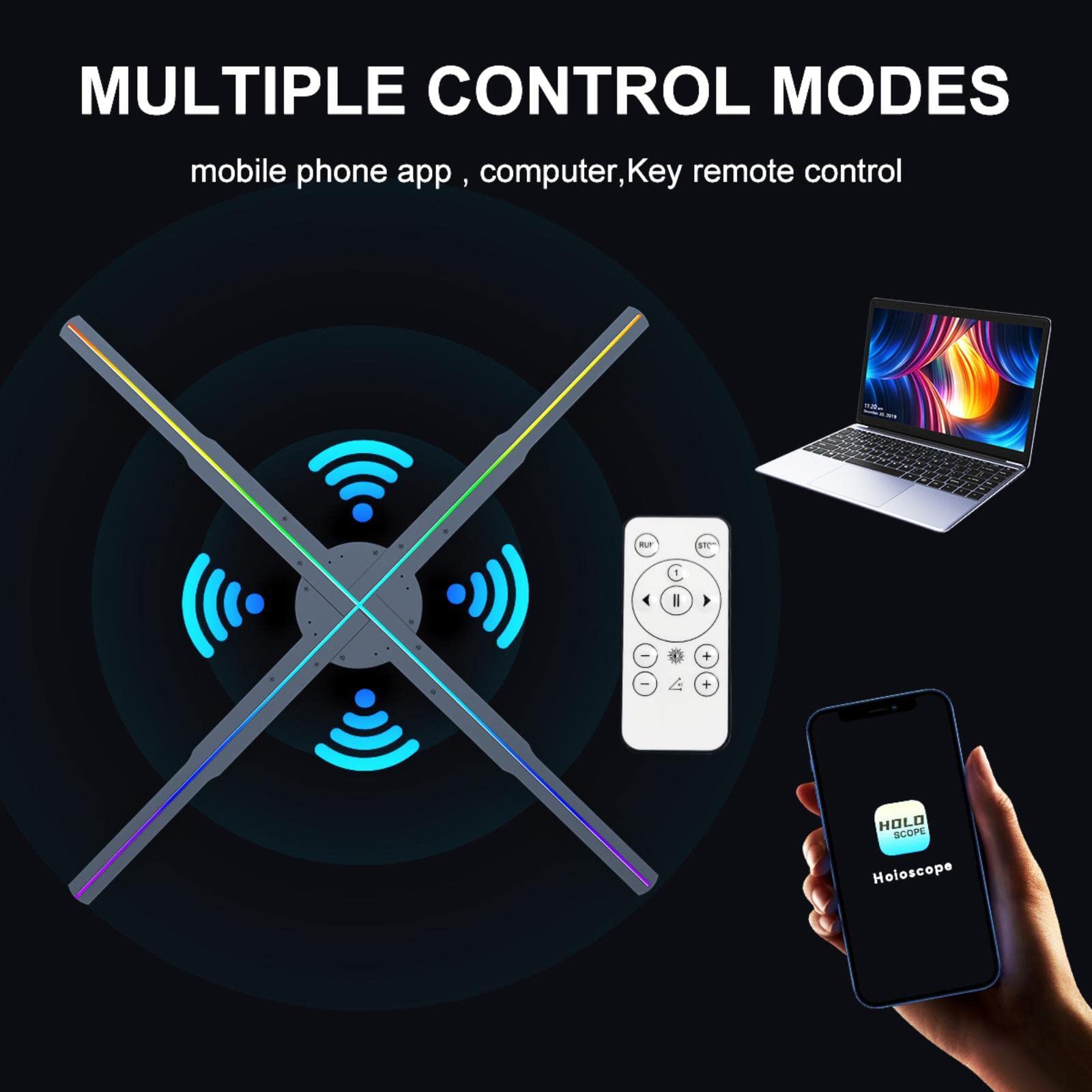 3D Hologram Fan - 19.6 Inch HD LED Holographic Display with 2000x1080PX Resolution, 576 LED Beads, APP+Bluetooth+WiFi Control (16GB) - Perfect for Retail Stores, Trade Shows, and Nightclub Advertising