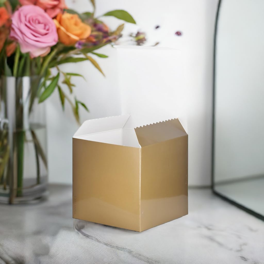 JUVITUS 6 Pack Gold Square High Gloss Gift Boxes - 6x6x6 Inches - Perfect for Party Favors, Coffee Mugs, Candy, Jewelry & Small Gifts - Elegant Wedding, Birthday, Anniversary & Holiday Packaging