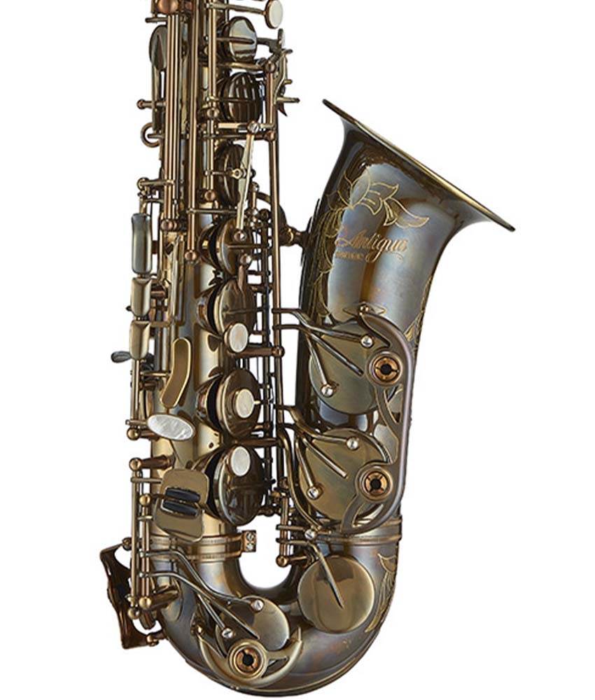 Antigua Winds AS6200 Pro One Eb Alto Saxophone - Professional Brass Instrument for Jazz, Band & Solo Performance - Classic Antique Gold Finish