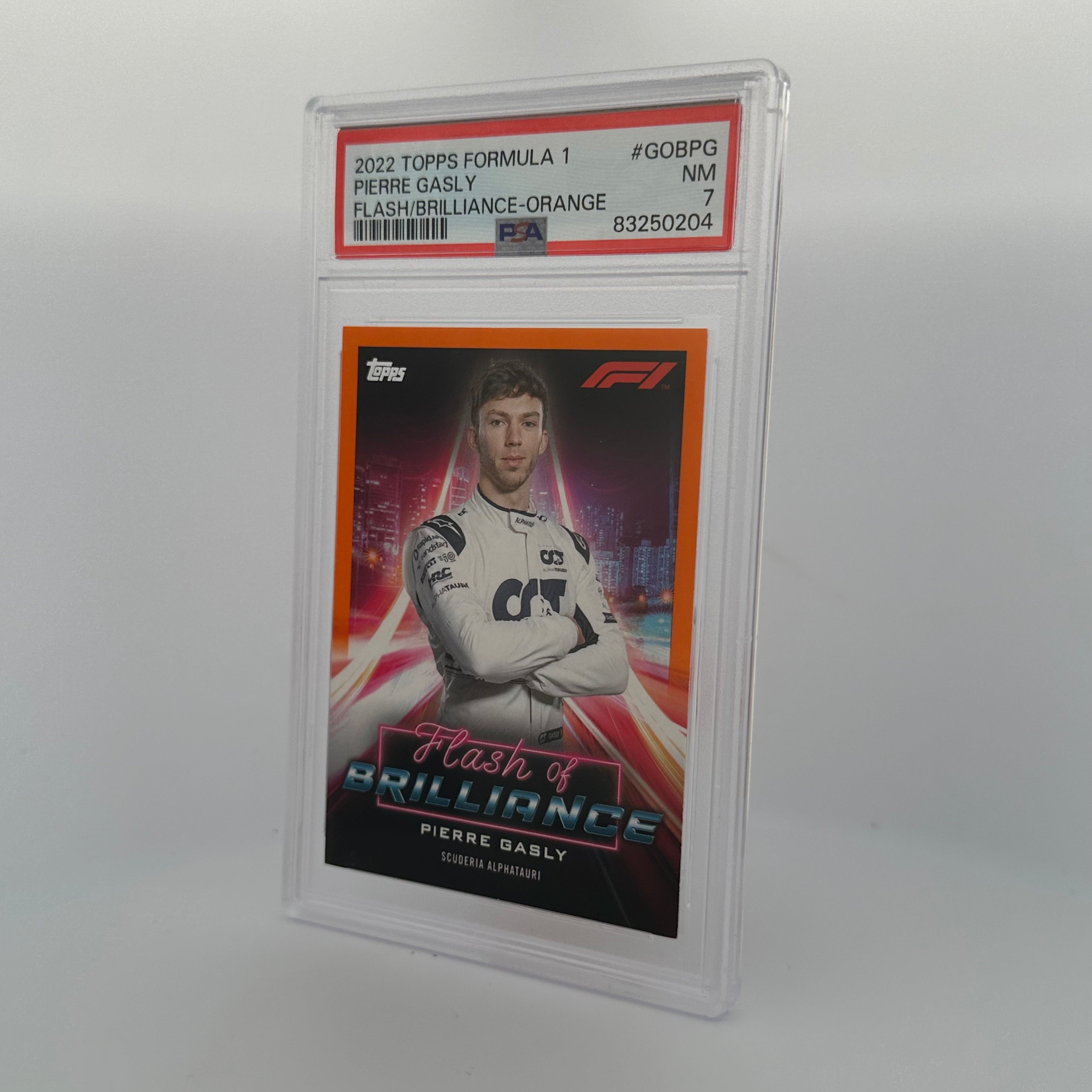 PSA 7 Graded 11/25 Pierre Gasly Flash #Gobpg Flash Of Brilliance Orange - Rare F1 Racing Card for Collectors & Fans