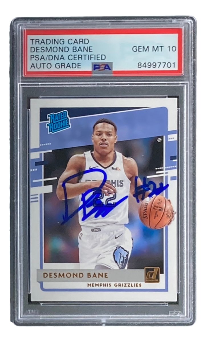 Desmond Bane Signed 2020 Donruss Rated Rookies #240 Rookie Card PSA/DNA Gem MT 10 - Authentic Autograph Basketball Collectible for Fans & Investors - Perfect for Display, Trading, and Memorabilia Collections