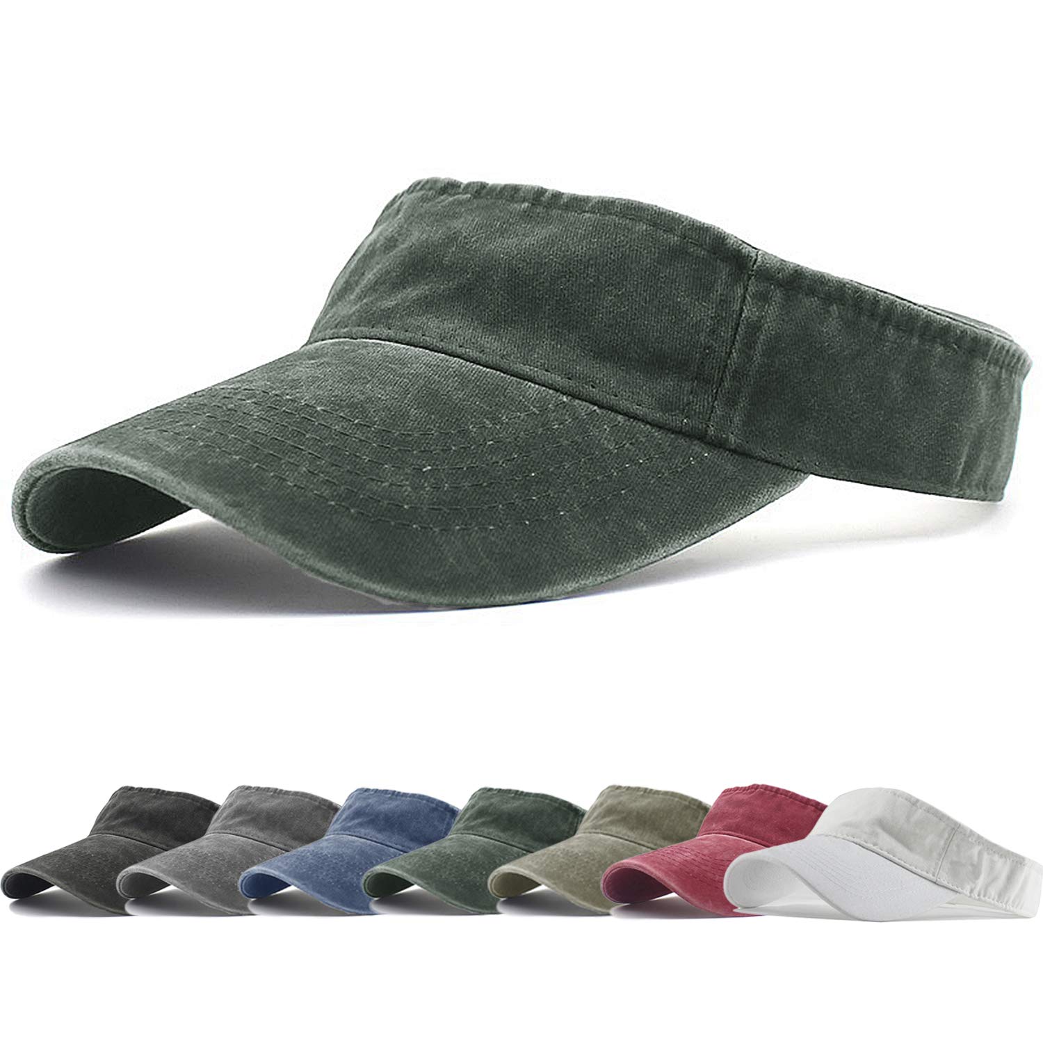 HH HOFNEN Adjustable Cotton Twill Sports Sun Visor Hat for Men & Women - Perfect for Running, Golf, Tennis & Outdoor Activities