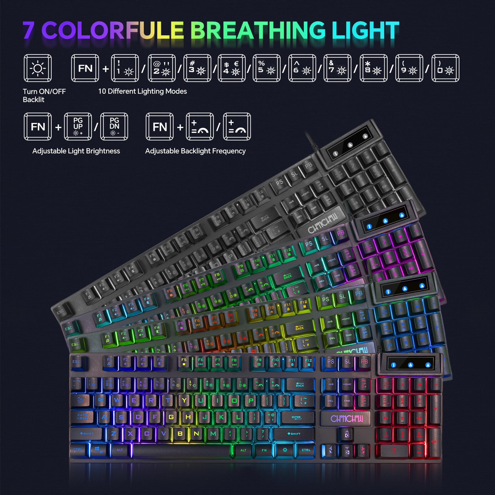 RGB Backlit Gaming Keyboard, Mouse, Mousepad & Headset Combo - Wired USB Gamer Bundle with Mic | Compatible with PC, Windows, Xbox One, PS4, PS5 (Black) | Perfect for Esports, Streaming & Competitive Gaming