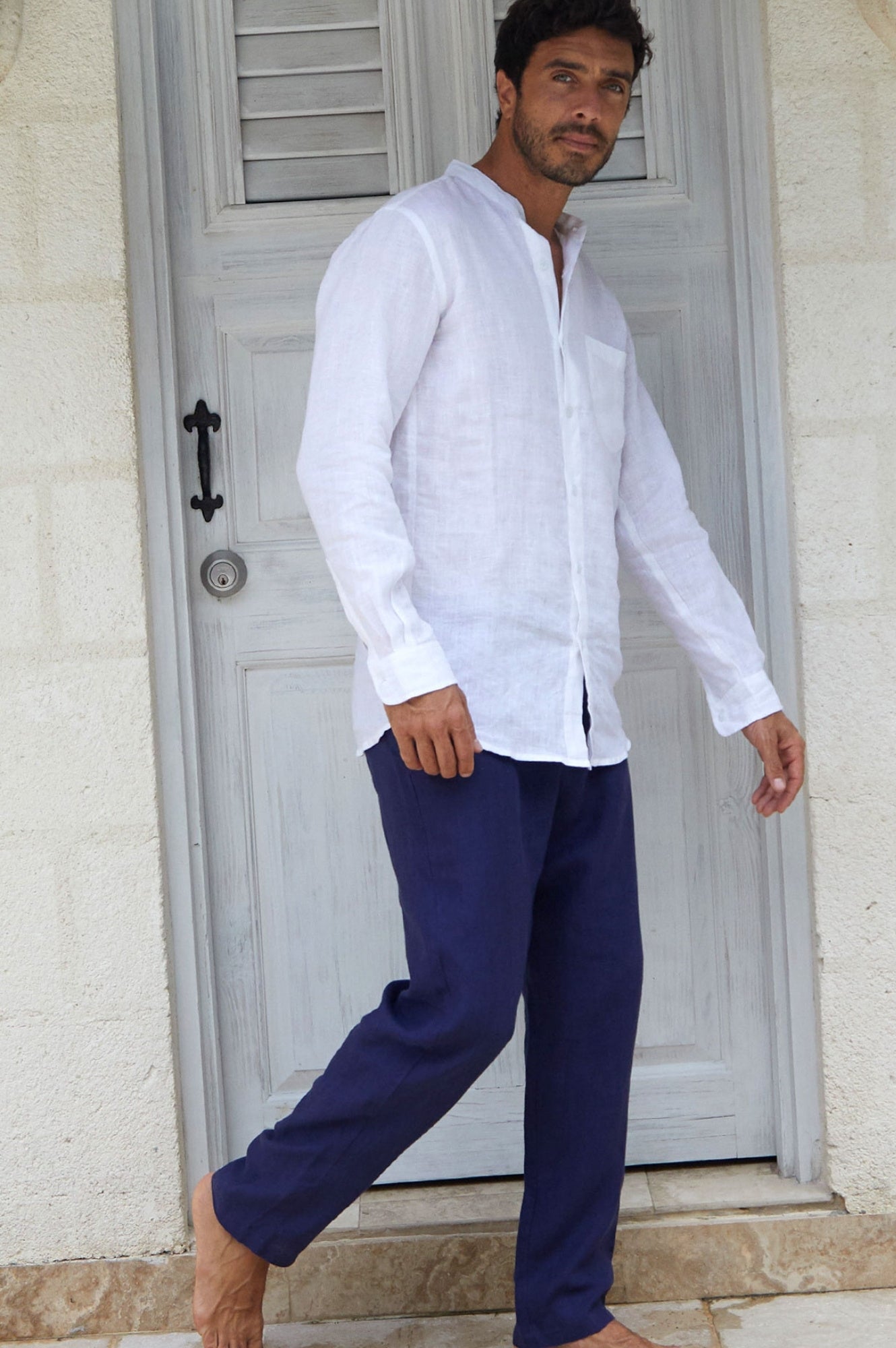 Premium Men's Linen Pants for Summer - Comfortable & Breathable Navy Blue Casual Trousers | Perfect for Travel, Beach & Outdoor Activities
