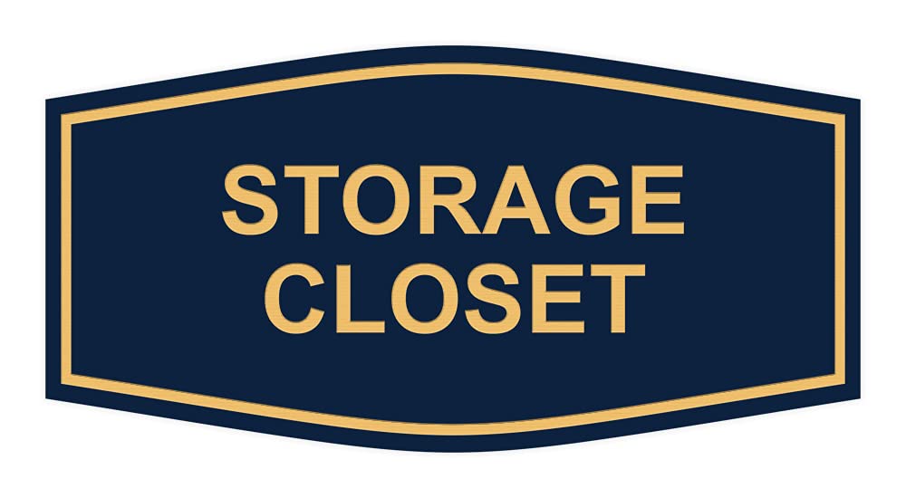 ByLITA Decorative Storage Closet Sign - Navy Blue & Gold Small Wall Hanging Sign for Home Organization, Closet Door Decor, Nursery, Laundry Room & Gift Giving