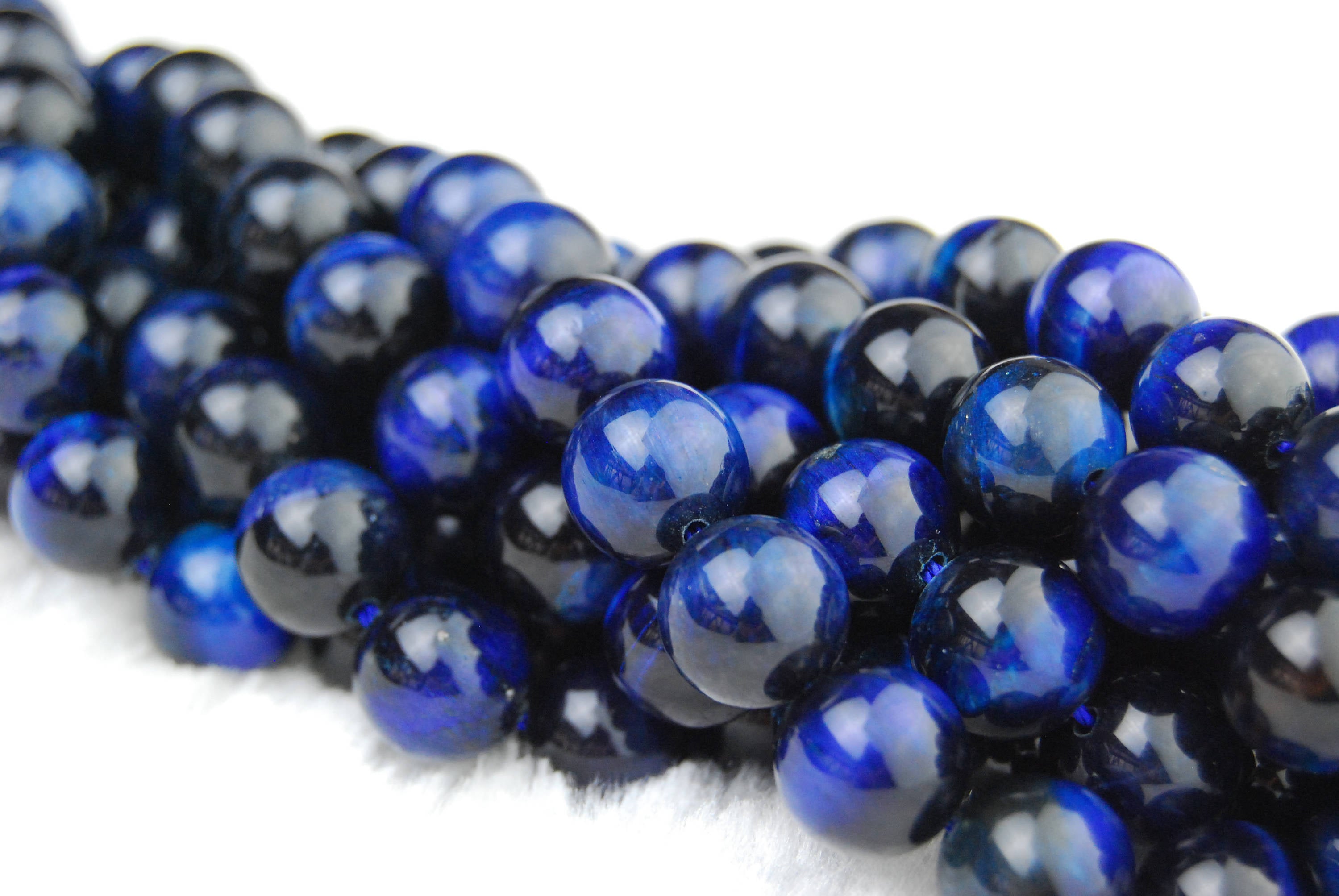 Blue Tiger's Eye Smooth Round Beads 4mm-15.5mm Natural Gemstone Beading Strands for Jewelry Making, DIY Bracelets & Necklaces - Healing Crystal Beads for Meditation & Spiritual Gifts