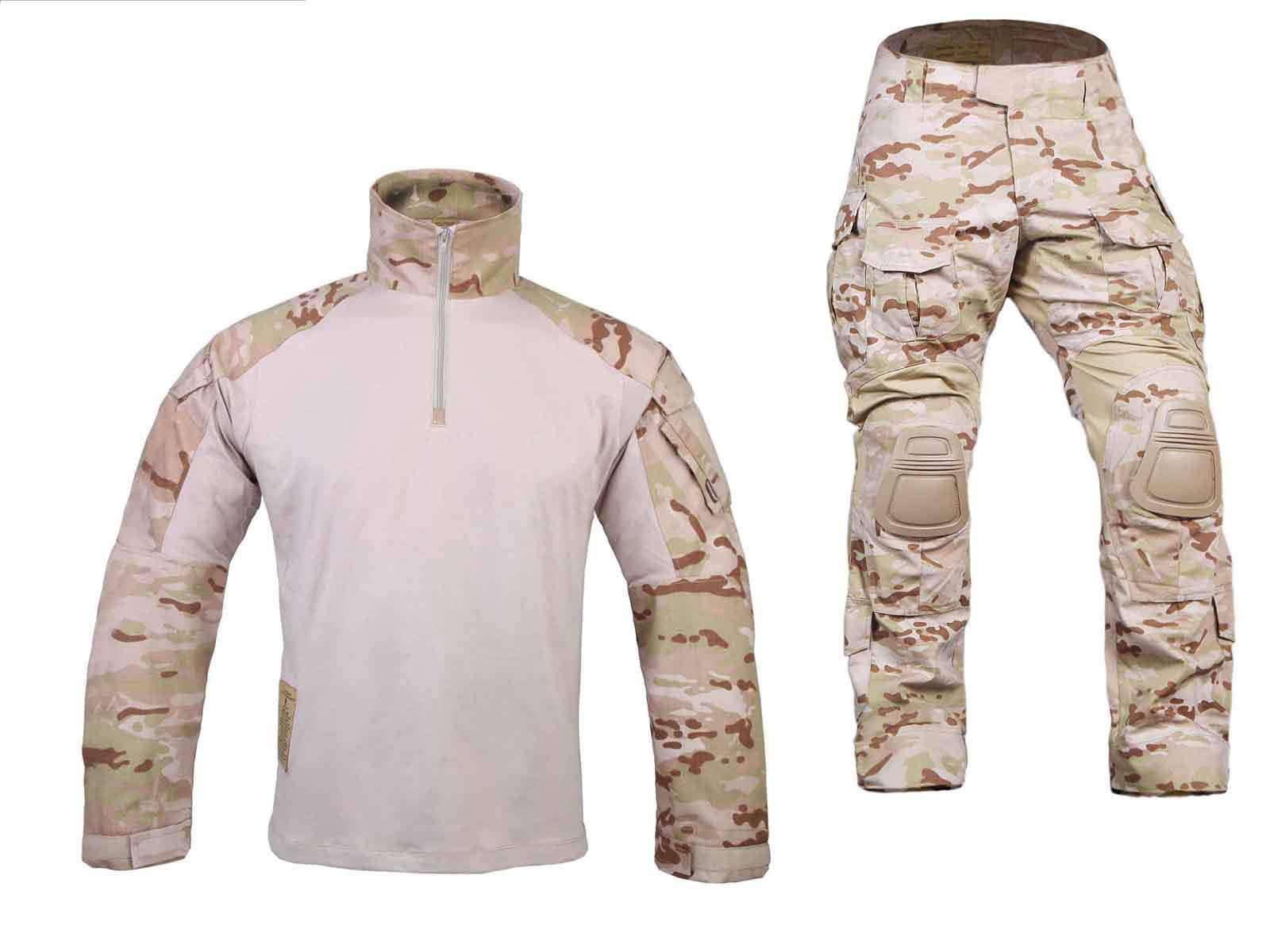 Emerson Tactical BDU Military Combat Uniform Set - Gen3 Shirt & Pants in MC Arid Camo | Airsoft, Paintball, Outdoor Training & Survival Gear