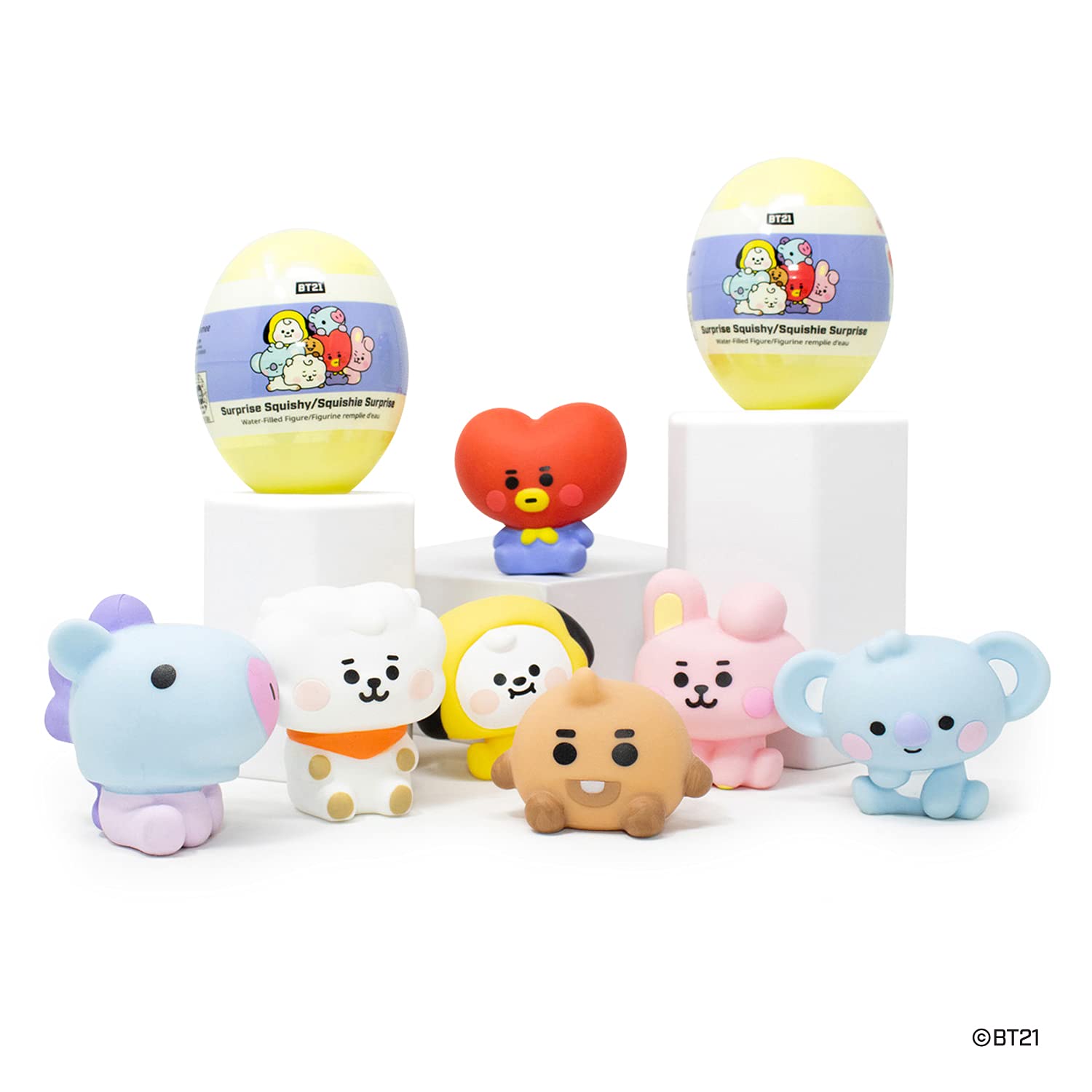 BT21 Collectible Squishy Keychain (RJ) & Water-Filled Surprise Capsule Toy - Cute LINE Friends Character for Kids, Fans, and Collectors - Perfect for Backpacks, Gifts, and Stress Relief