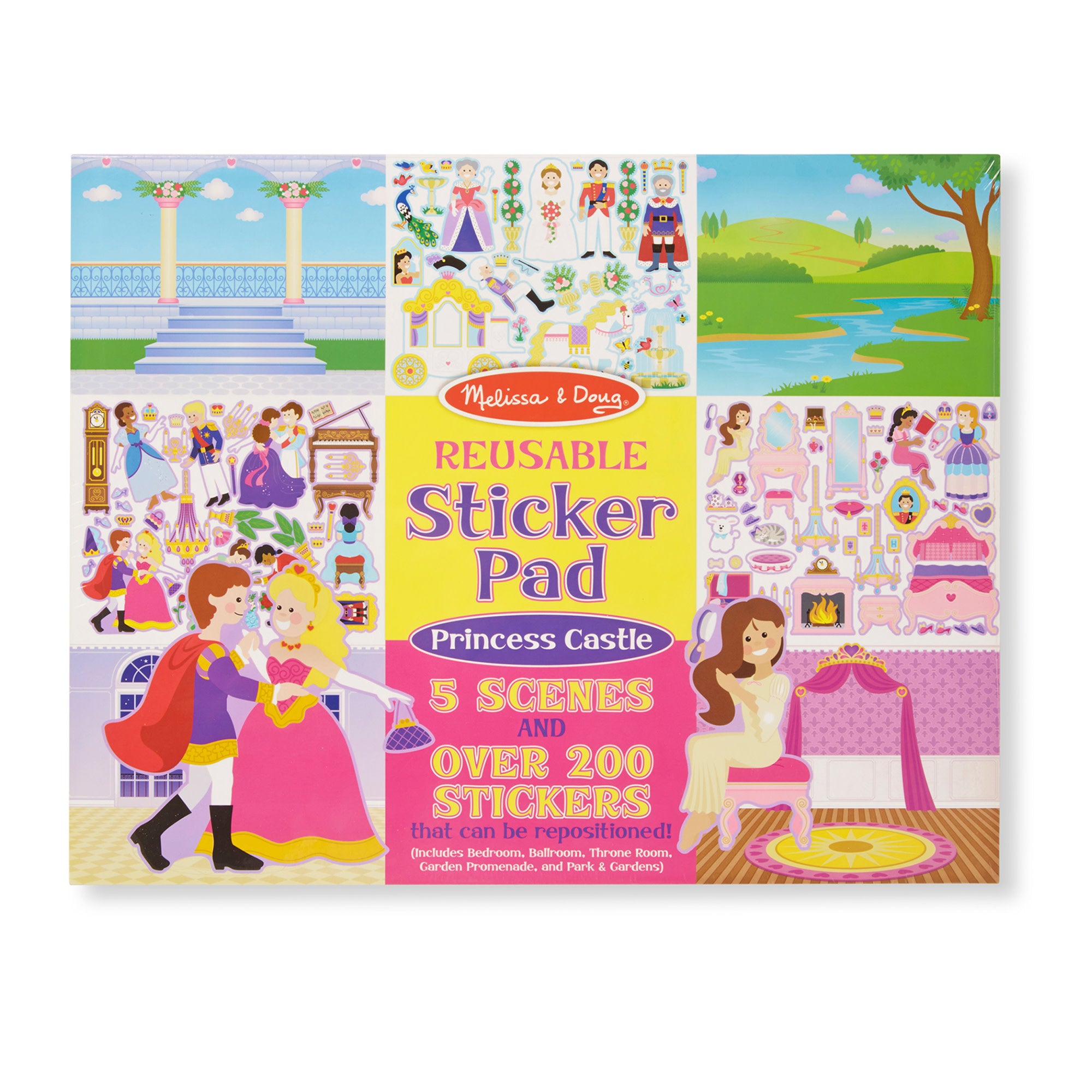 Reusable Sticker Pad for Kids - Princess Castle Theme, 100+ Stickers, Fun & Educational Activity for Girls, Perfect for Birthday Gifts, Travel Toys & Creative Play