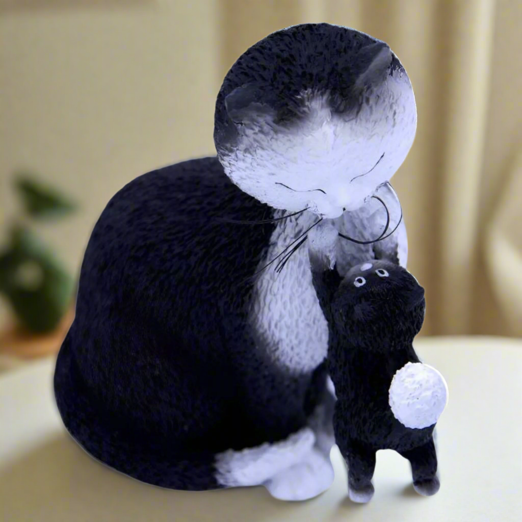 Happy Days Cat Figurine - Handcrafted Ceramic Cat Statue for Home Decor | Perfect Gift for Cat Lovers | Living Room, Office & Shelf Decoration