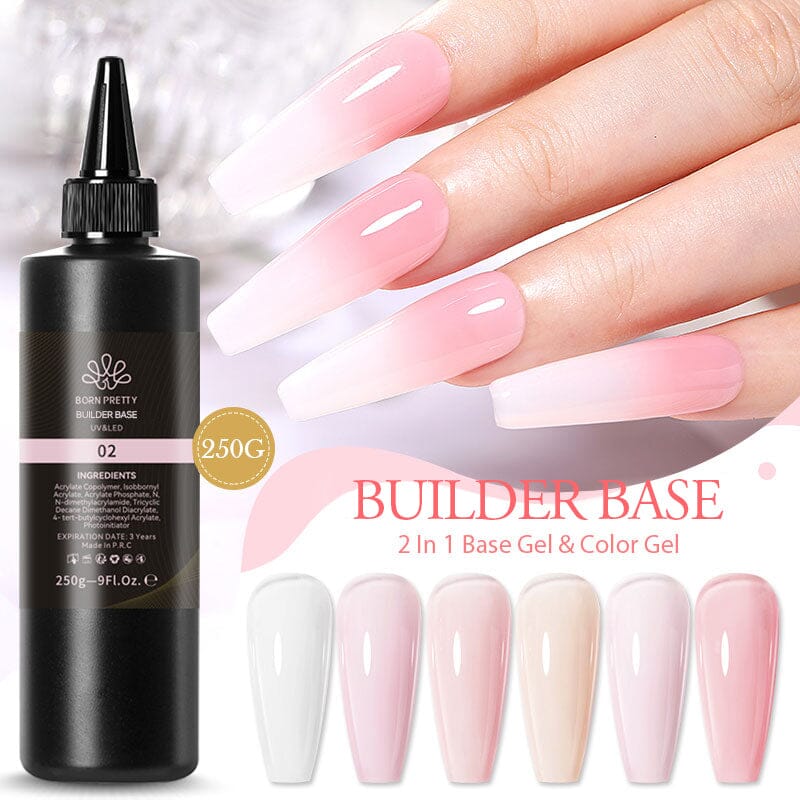 BORN PRETTY 2 in 1 Builder Base - Professional Nail Art Gel for Strong & Natural-Looking Nail Extensions | Perfect for DIY Manicures, Salon Use & Special Occasions