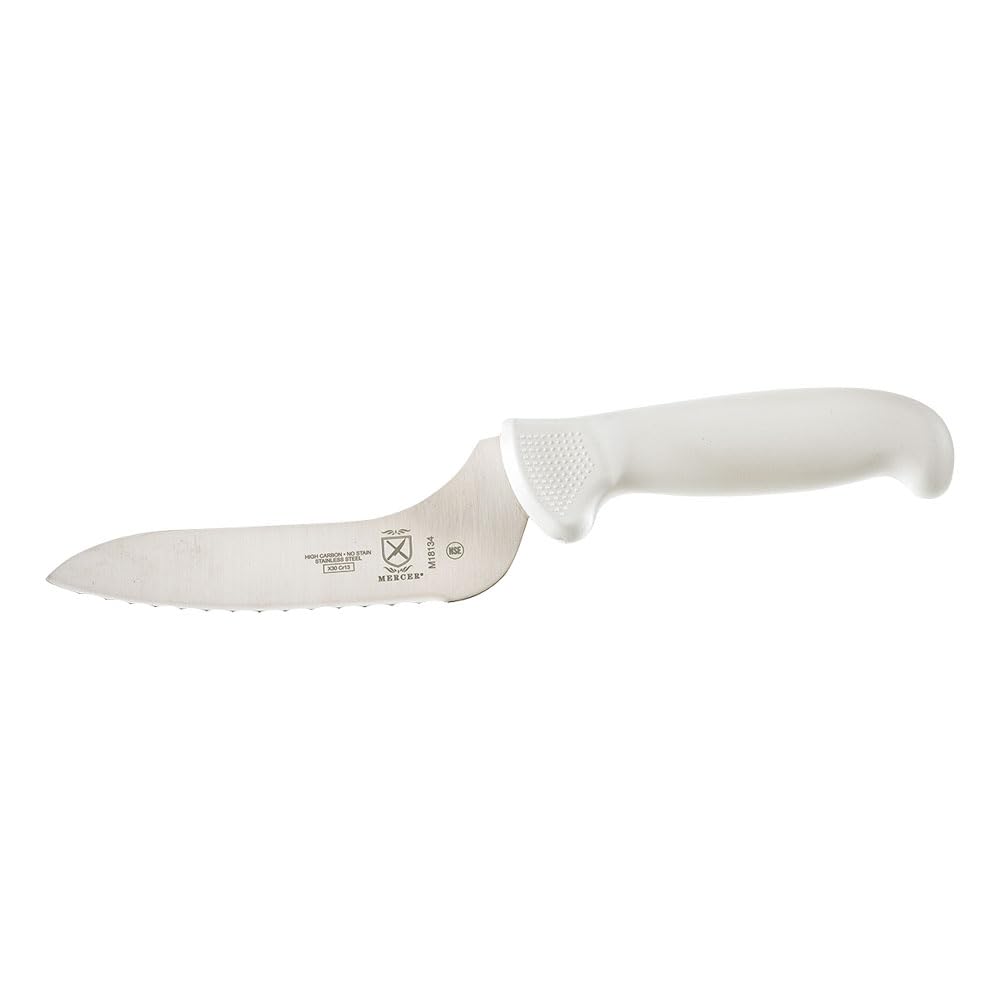 Premium Mercer Culinary 6-Inch White Offset Bread Knife - Ultimate Sandwich & Cake Slicing Tool for Home Bakers & Professional Chefs | Ideal for Artisan Breads, Pastries & Delicate Desserts