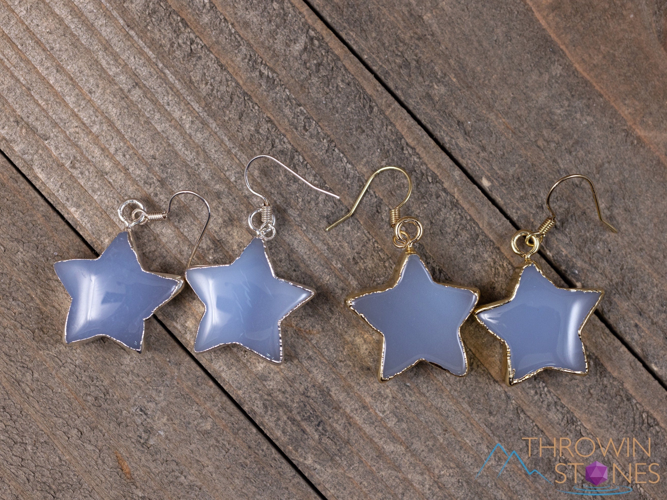 Blue Chalcedony Crystal Star Dangle Earrings - Handmade Drop Earrings for Women, Boho Chic Jewelry Gift (E2095) | Perfect for Parties, Weddings & Everyday Wear