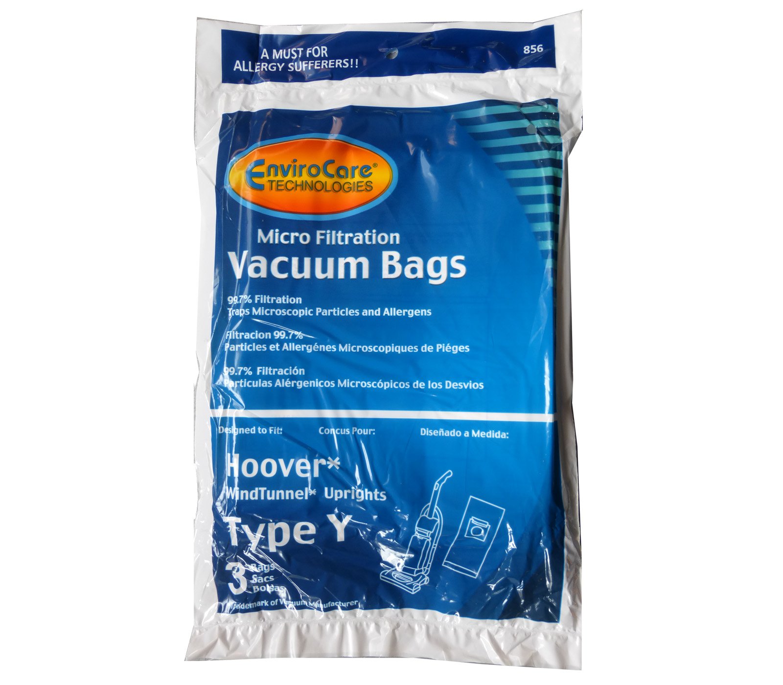 150 Hoover Allergy Vacuum Bags Type Y - Compatible with WindTunnel Upright Vacuum Cleaners (Model 43655109, 4010100Y, 4010801Y) - Dust & Allergen Protection for Pet Hair, Pollen & Household Cleaning