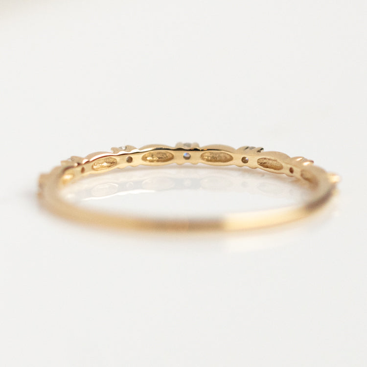 14K Gold Delicate Diamond Anniversary Band Ring for Women - Perfect for Weddings, Engagements & Special Occasions