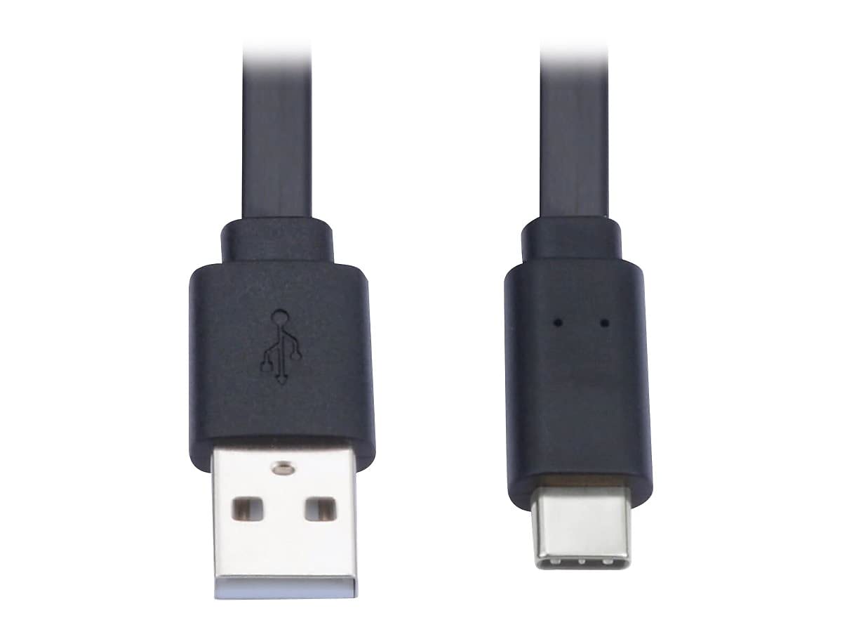 Tripp Lite USB-A to USB-C Cable 6ft - Flat Design USB 2.0 Fast Charging & Data Sync Cable - Compatible with Thunderbolt 3, MacBook, iPad Pro, Samsung Galaxy - Perfect for Home, Office & Travel Charging