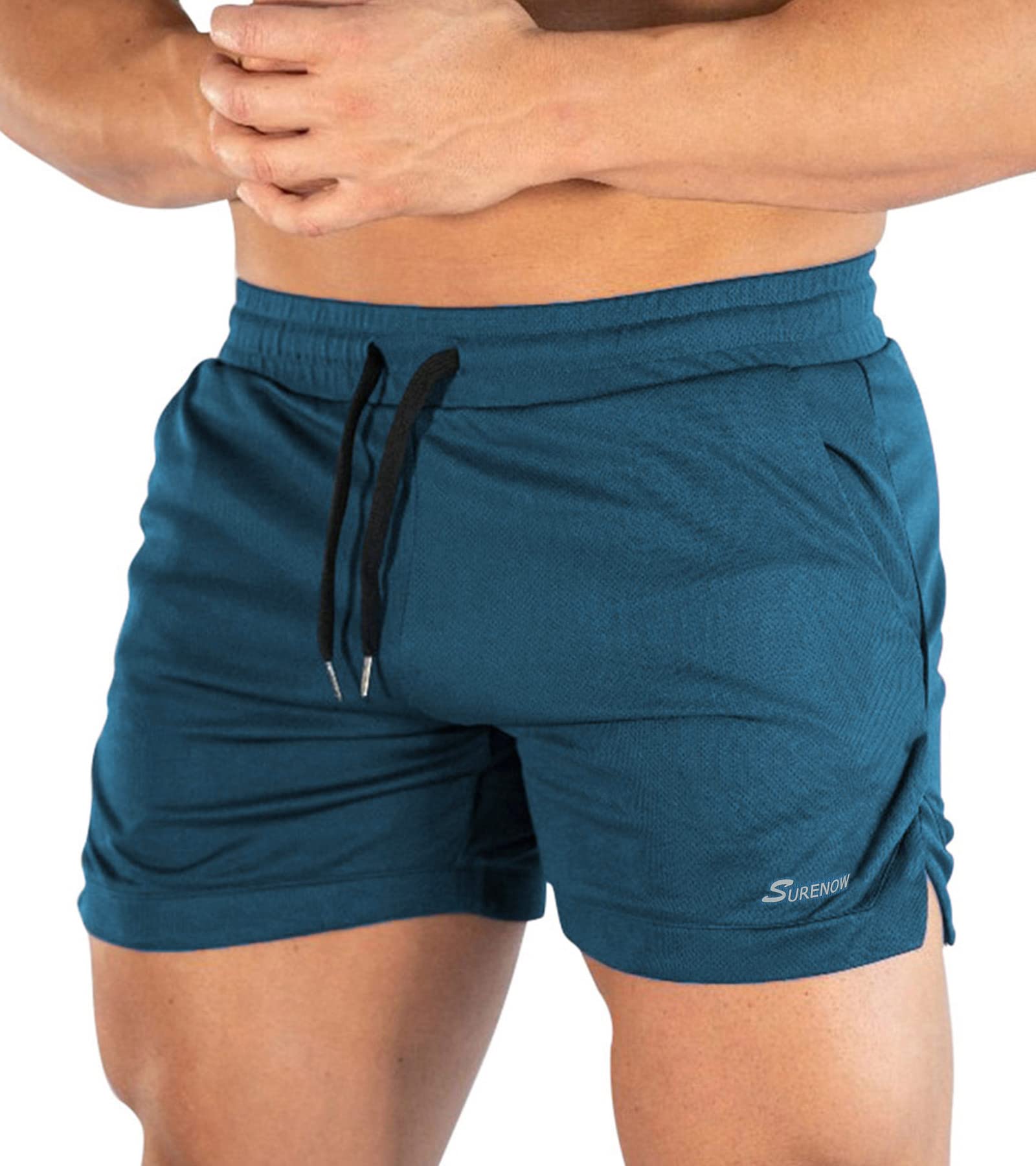 Surenow Men's 3 Inch Running Shorts - Breathable Lightweight Gym Shorts for Training, Workout & Sports with Pockets - Perfect for Jogging, Basketball & Outdoor Activities