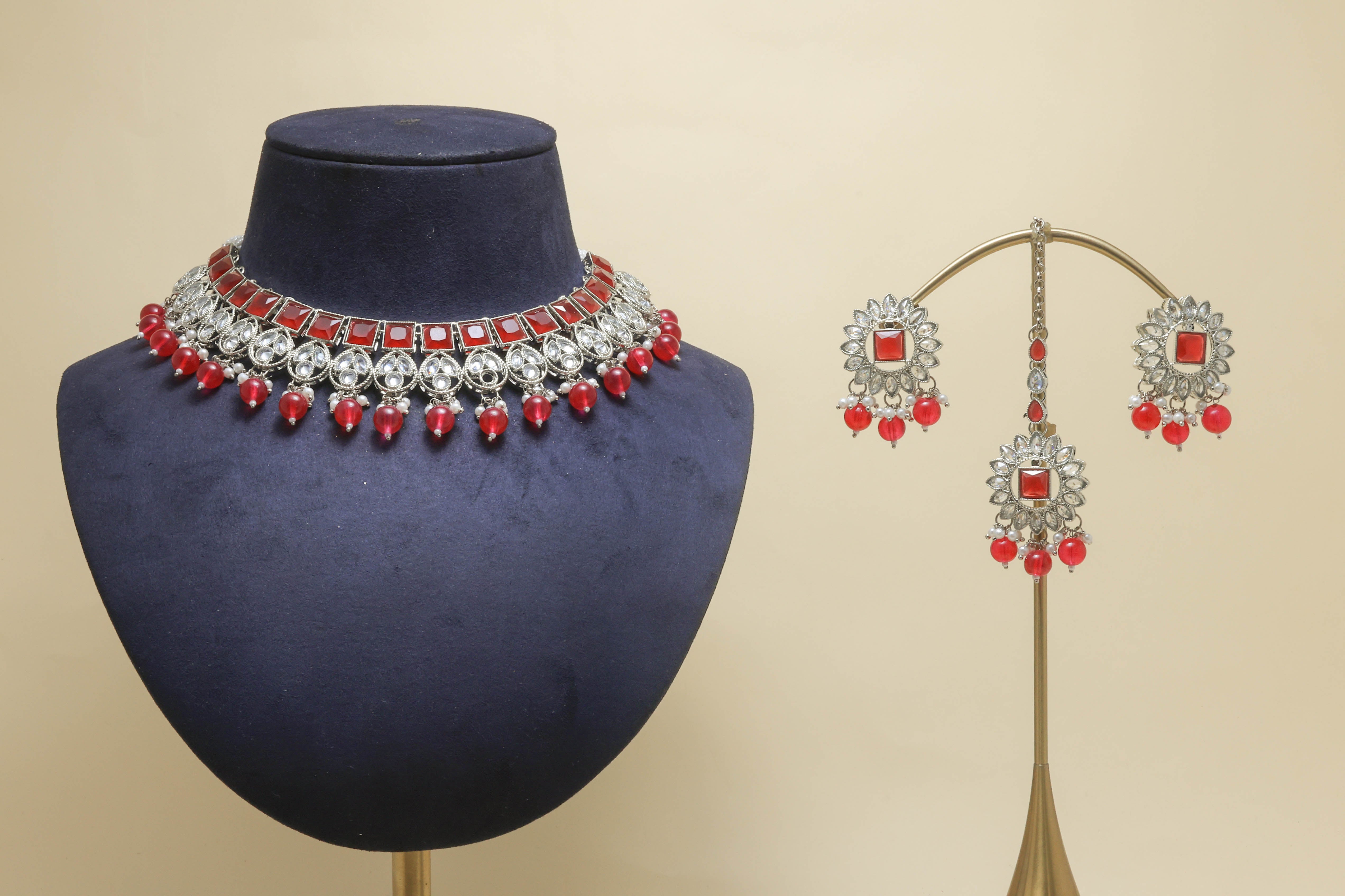 VANITA Polki Full Set Jewelry - Exquisite Indian Bridal Necklace Set with Earrings for Weddings, Parties & Special Occasions