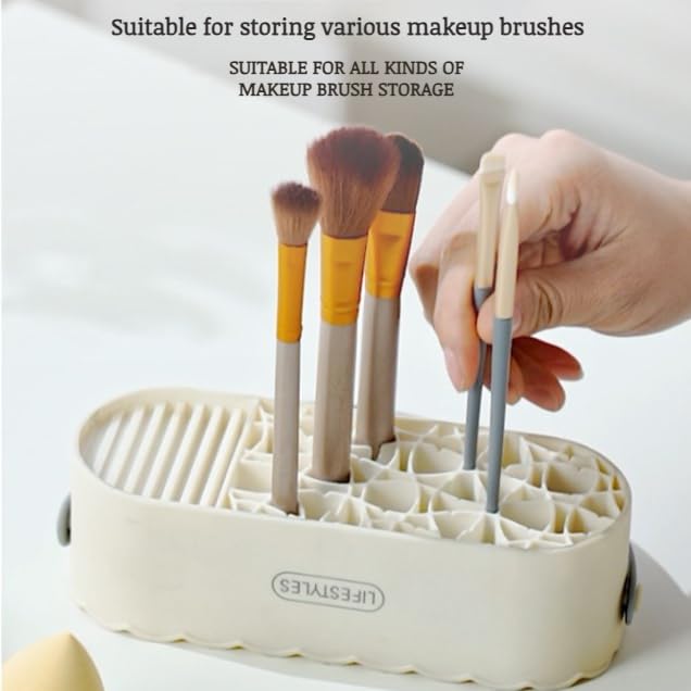3-in-1 Silicone Makeup Brush Cleaner Bowl with Drying Rack | Professional Brush Cleaning Mat & Organizer for Makeup Brushes, Beauty Sponges & Powder Puffs (White) | Perfect for Home & Salon Use