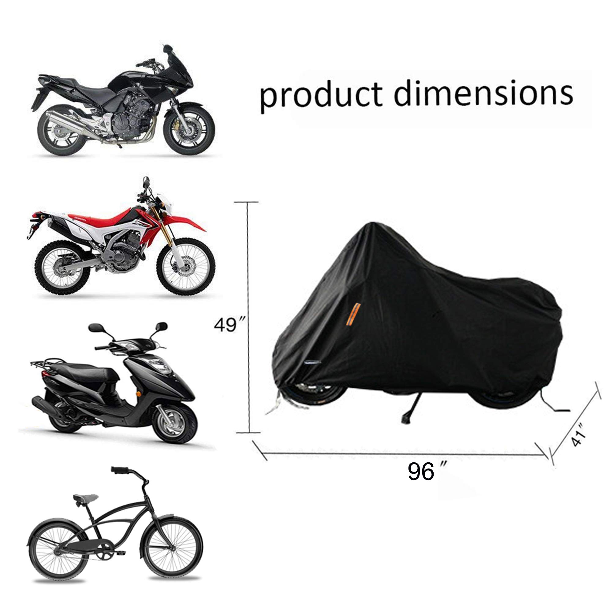 SEAZEN 5-Layer Waterproof Motorcycle Cover - Dustproof, UV Protection for Bikes up to 96
