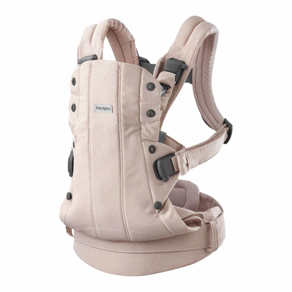 BabyBjorn Harmony Baby Carrier - Soft Woven Melange Fabric, Ergonomic Design for Newborn to Toddler (Light Pink) | Perfect for Hands-Free Parenting, Walks & Travel