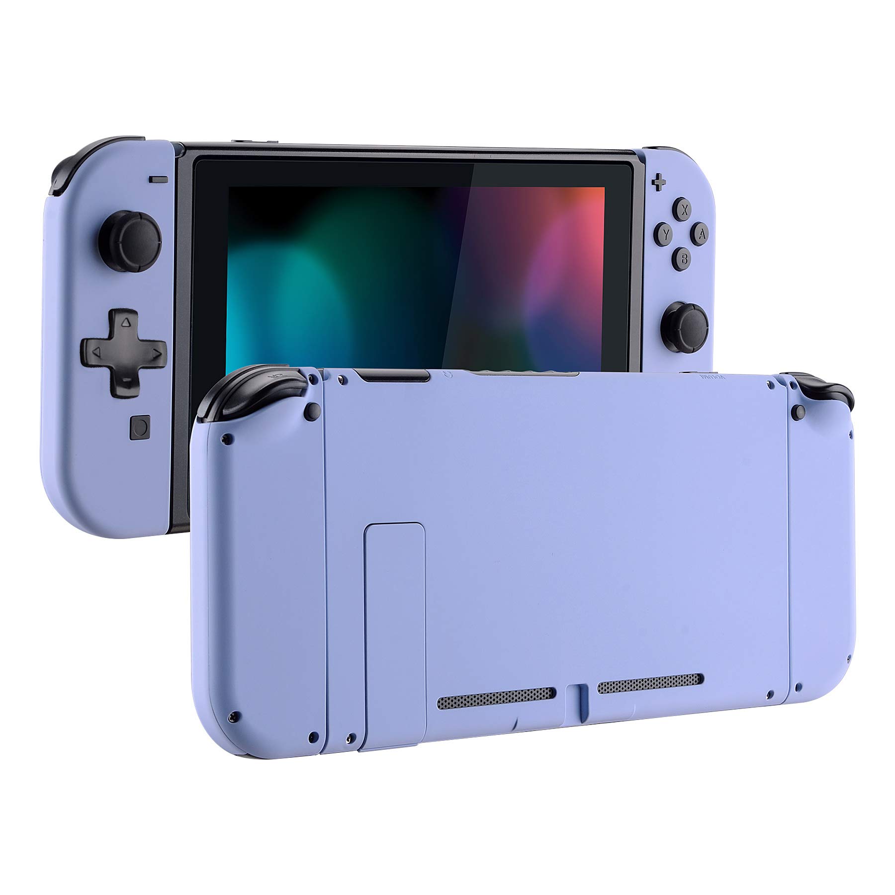 eXtremeRate Soft Touch Grip Back Plate & Joycon Shell for Nintendo Switch - D-Pad Version with Full Button Set (Light Violet) | DIY Replacement Housing for Enhanced Gaming Comfort | Perfect for Handheld Mode & Long Gaming Sessions