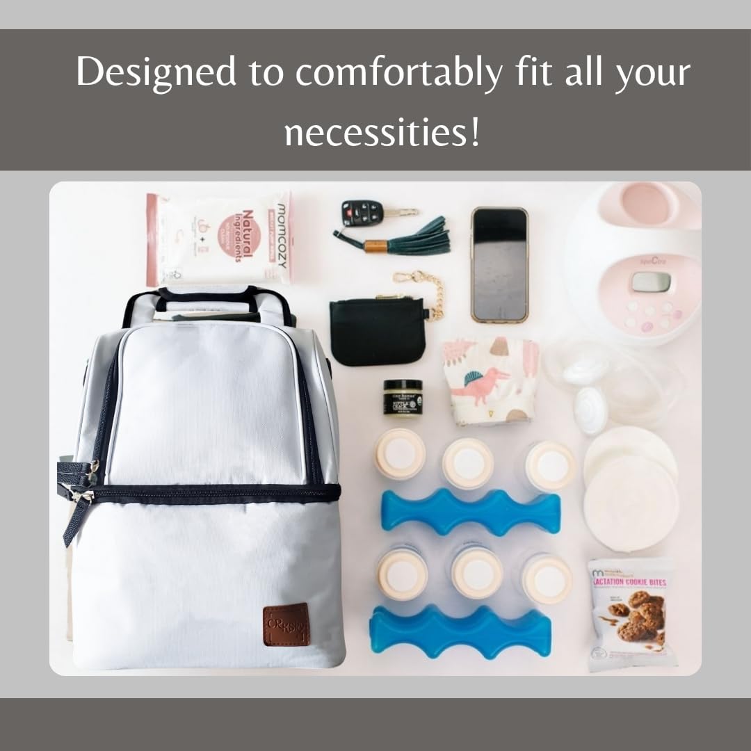 Leak-Proof Wearable Breast Pump Cooler Bag - 12-Hour Insulated Milk Storage with Multiple Compartments | Portable Breast Milk Carrier for Travel, Work & Outdoor Activities | Polyester Nursing Bag for Pumping Moms