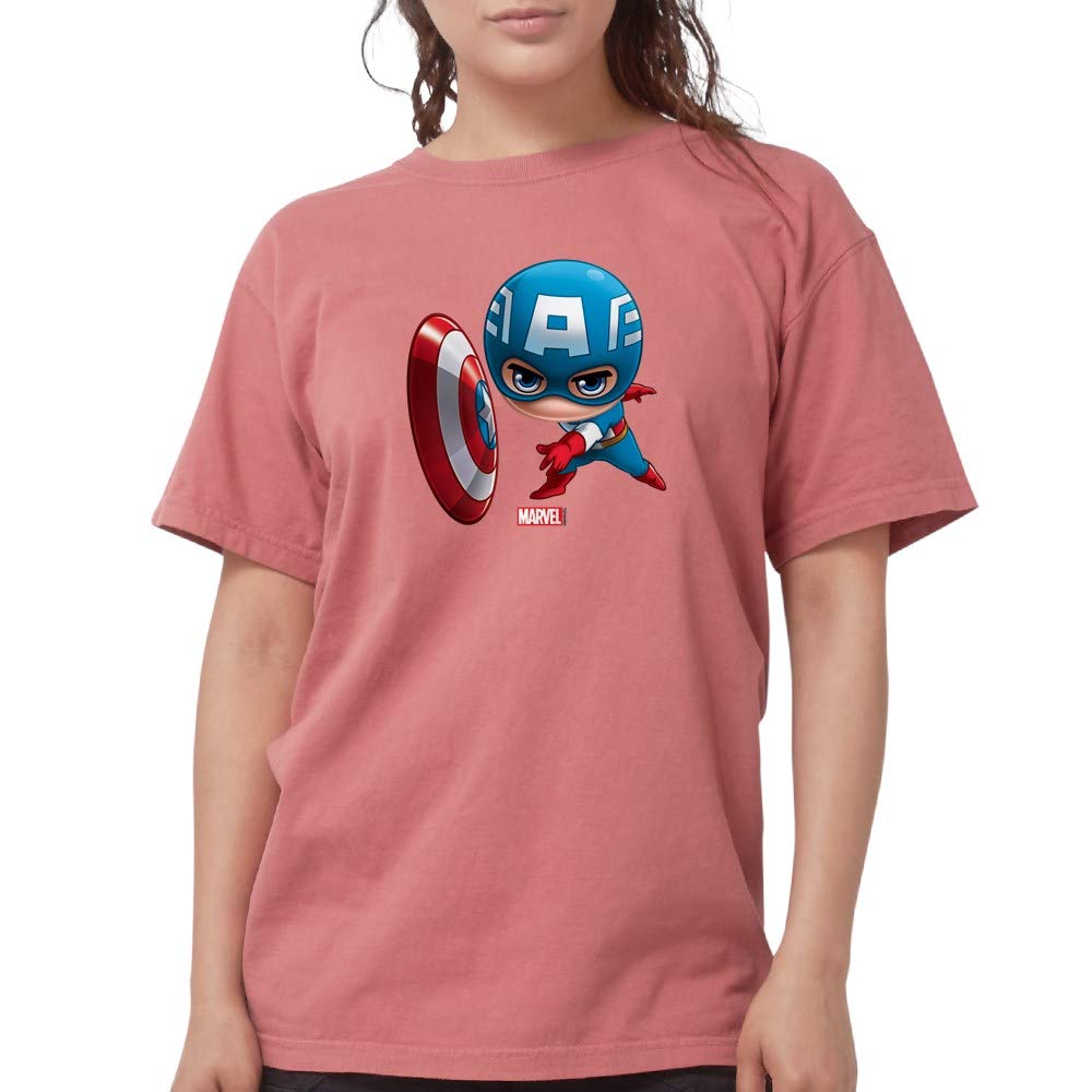 Chibi Captain America Women's Comfort Colors T-Shirt - Soft Cotton Tee for Marvel Fans, Casual Wear & Superhero Outfits