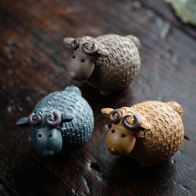 Authentic Yixing Clay Sheep Tea Pet - Handcrafted Chinese Tea Companion for Tea Ceremony & Meditation - Perfect Gift for Tea Lovers