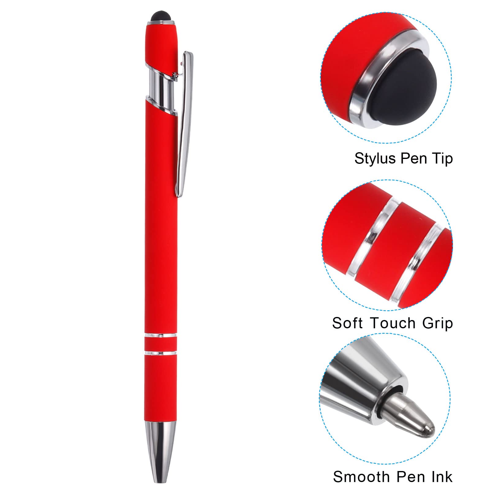 PATIKIL 2-in-1 Metal Ballpoint Pen with Stylus Tip - 12 Pack Black Ink 1.0mm Medium Point Touch Screen Stylus Pen (6 Colors) - Perfect for Office Work, Note Taking & Tablet Use