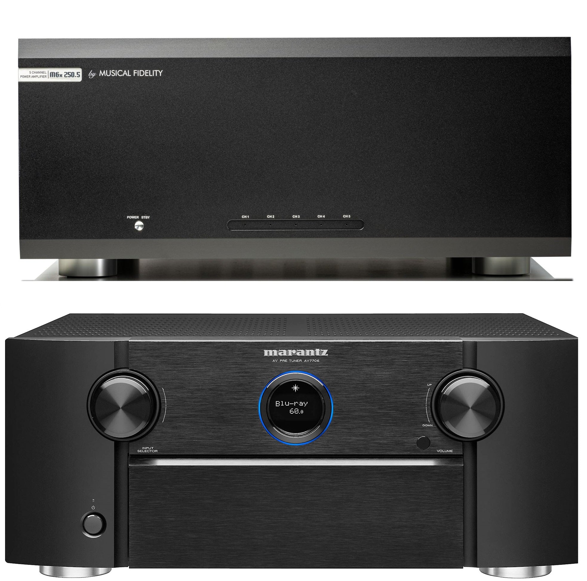 Marantz AV7706 11.2 Channel AV Surround Pre Amplifier & Musical Fidelity M6X 250.5 5 Channel Power Amplifier Bundle - Premium Home Theater Audio System for Movies and Music