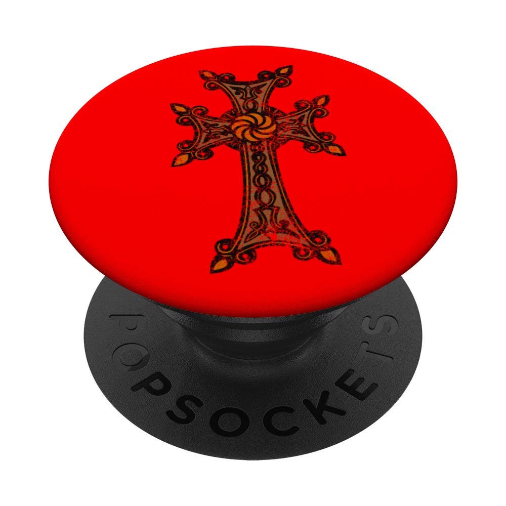 Armenian Flag Cross Distressed Design PopSockets Phone Grip & Stand - Patriotic Phone Accessory for iPhone, Samsung & Tablets | Perfect for Travel, Work & Daily Use
