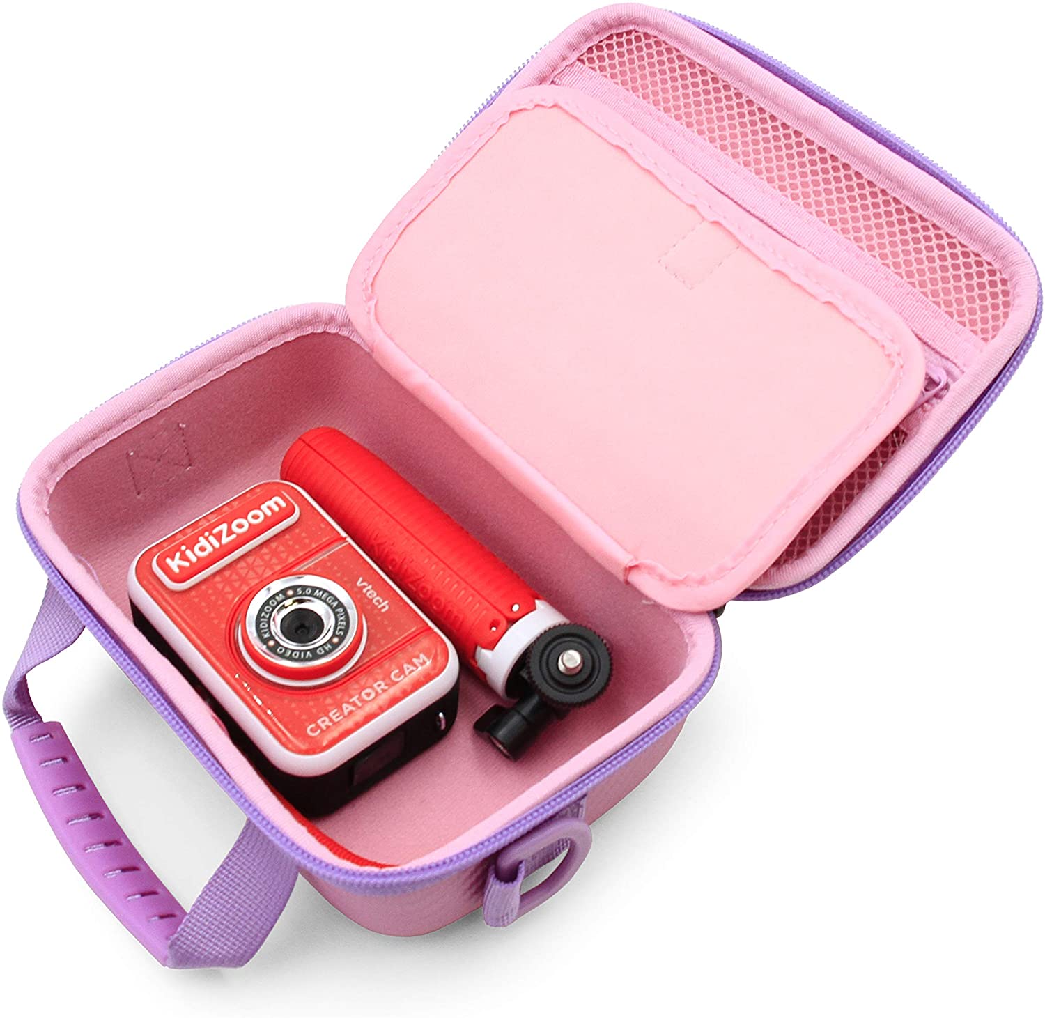 CASEMATIX Pink Camera Case for VTech Kidizoom Creator Cam - Durable Protective Storage for Kids Video Camera & Accessories - Perfect for Travel, School & Outdoor Adventures